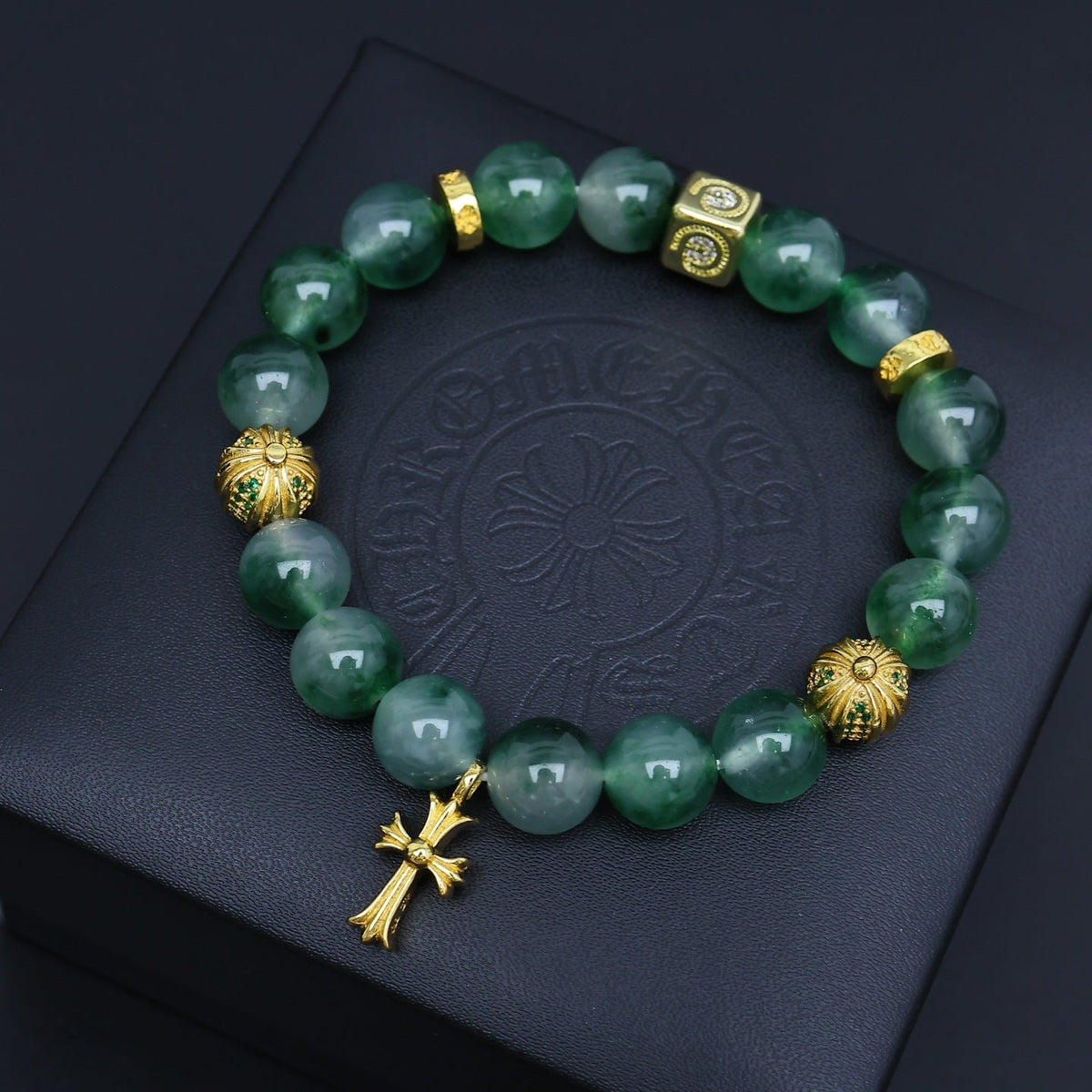 Martin Graham beaded bracelet in polished metal-tone – front product view