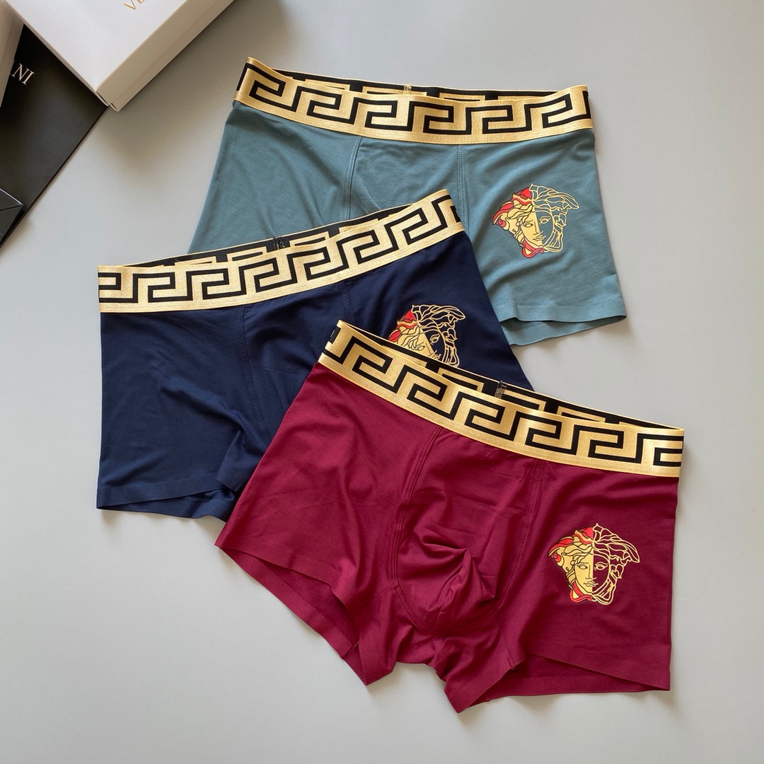 Versace Greek-Key And Medallion Men's Boxer Briefs - 3-Piece Box