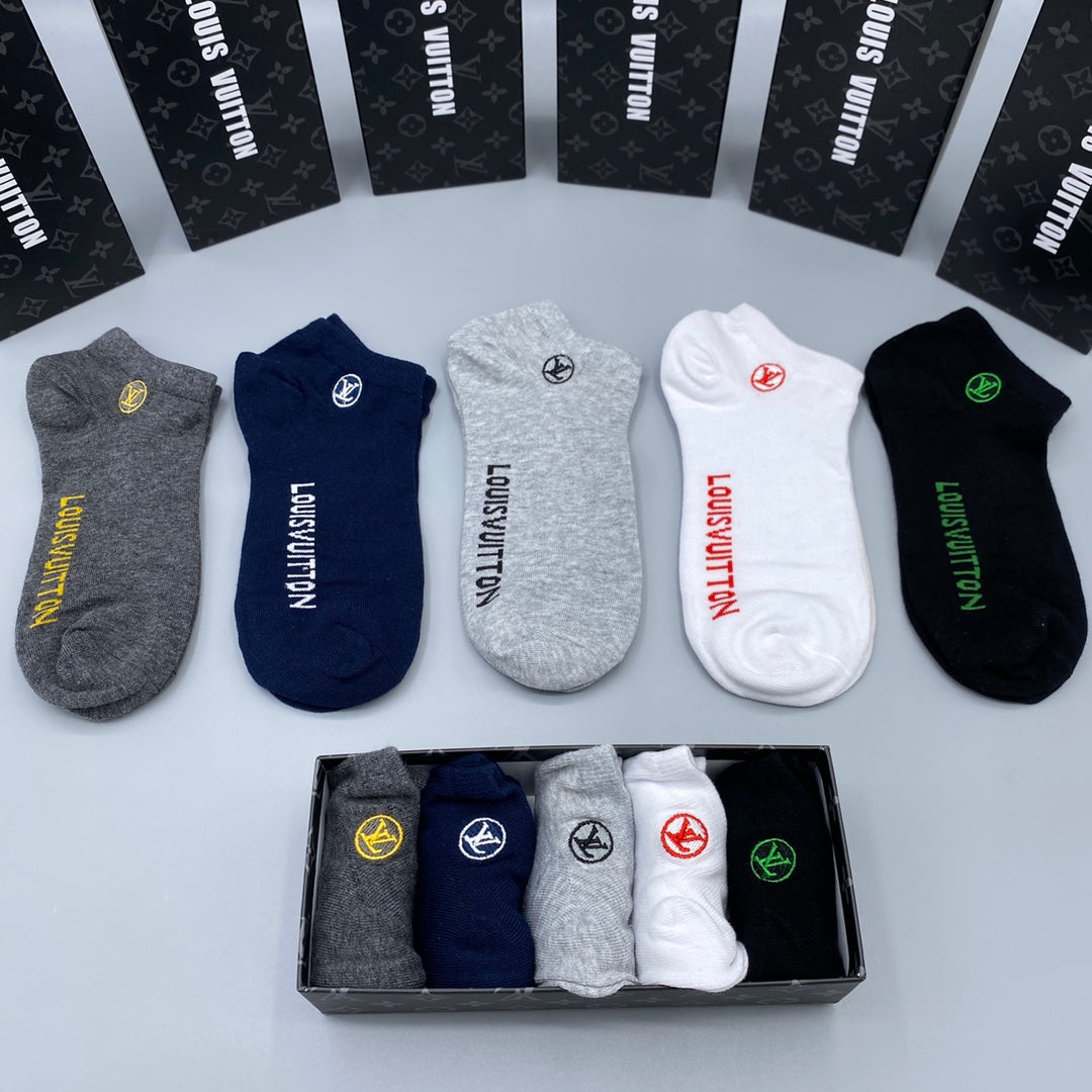 Louis Vuitton Restrained Initial Details Ankle Socks - 5-Pair Set