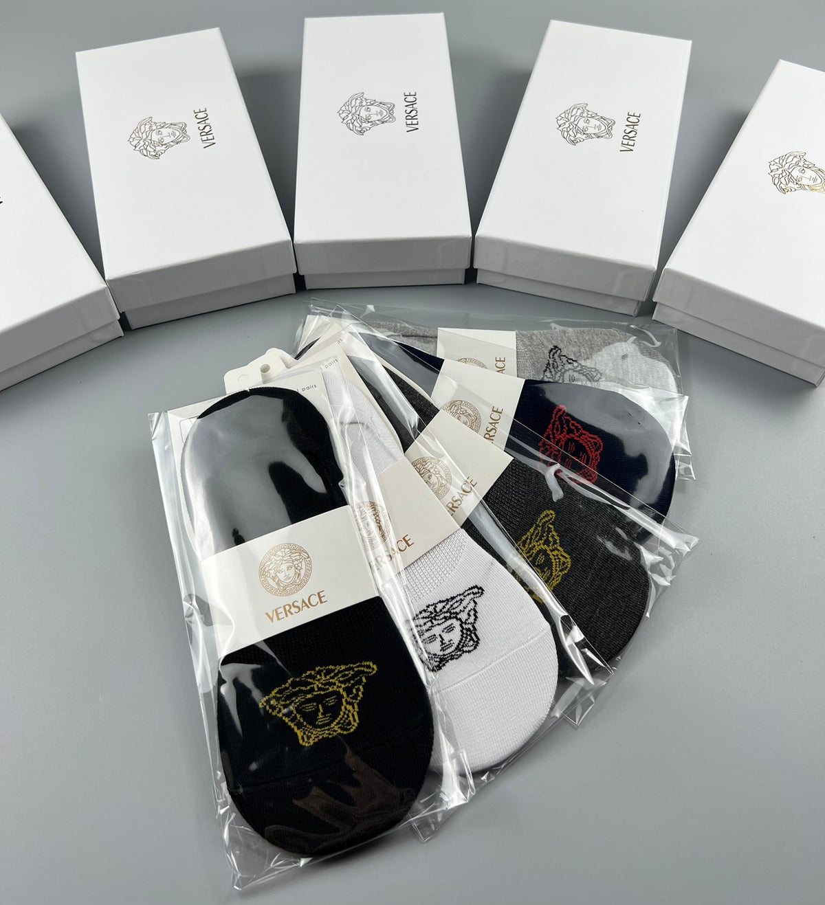 Versace Cotton No-Show Socks - 5-Pair Set