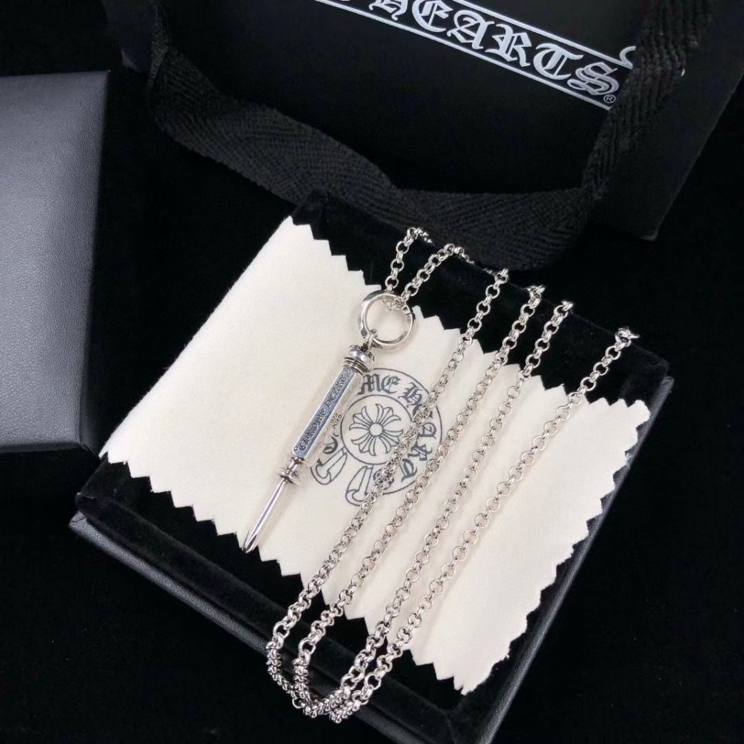 Martin Graham pendant necklace in polished metal-tone – front product view