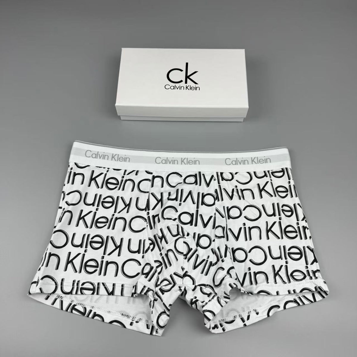 Calvin Klein Black, White, Grey & Red Letter Print Cotton Men's Boxer Briefs - 3-Piece Box