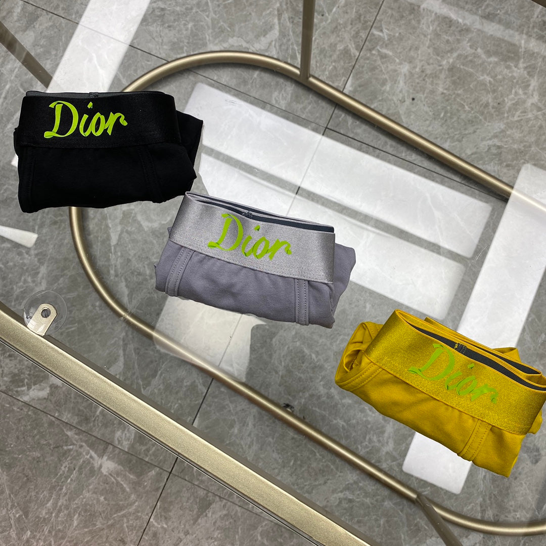 Dior Contrast Waistband Men's Trunk Underwear - 3-Piece Box