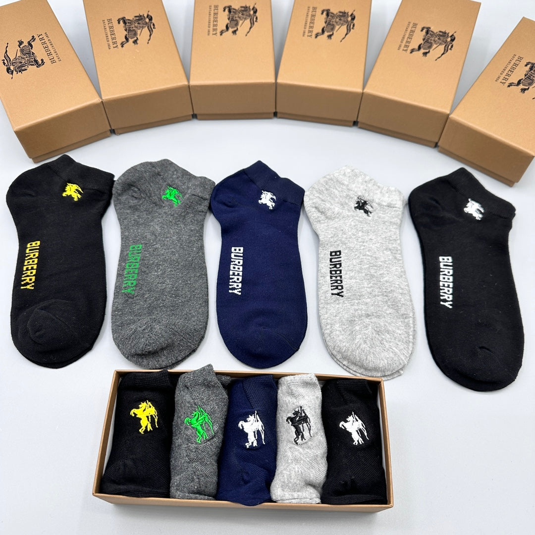 Burberry Logo Ankle Socks - 5-Pair Box