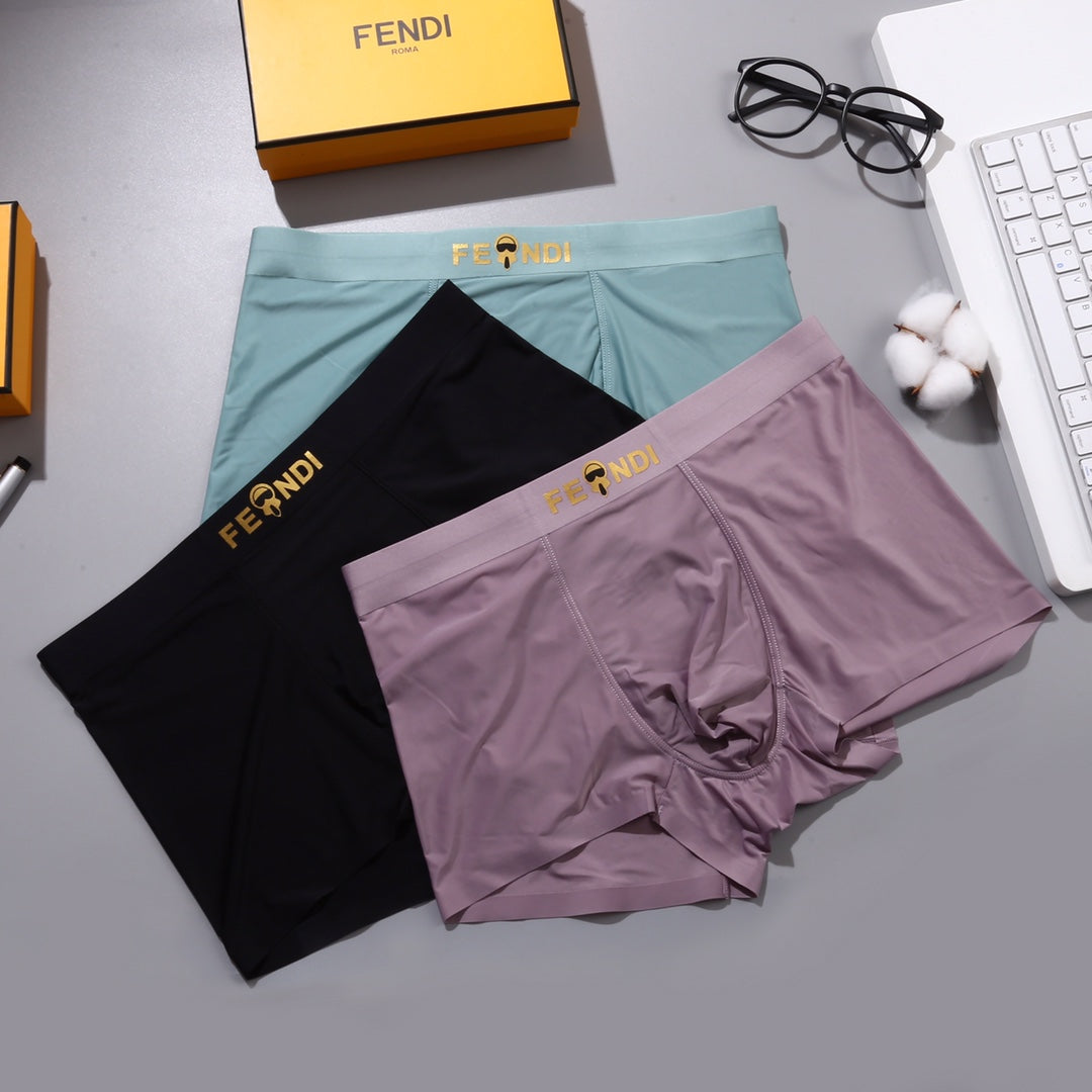 Fendi 82.5% Nylon & 17.5% Spandex Monster Series Seamless-Cut Men's Boxer Briefs - 3-Piece Box