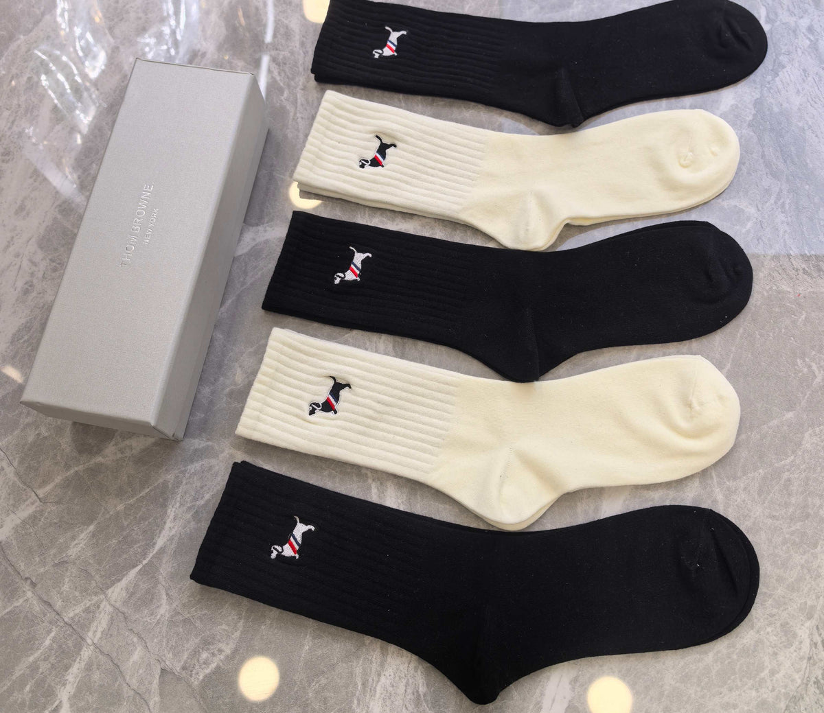Thom Browne Cotton No-Show Socks - 5-Pair Set