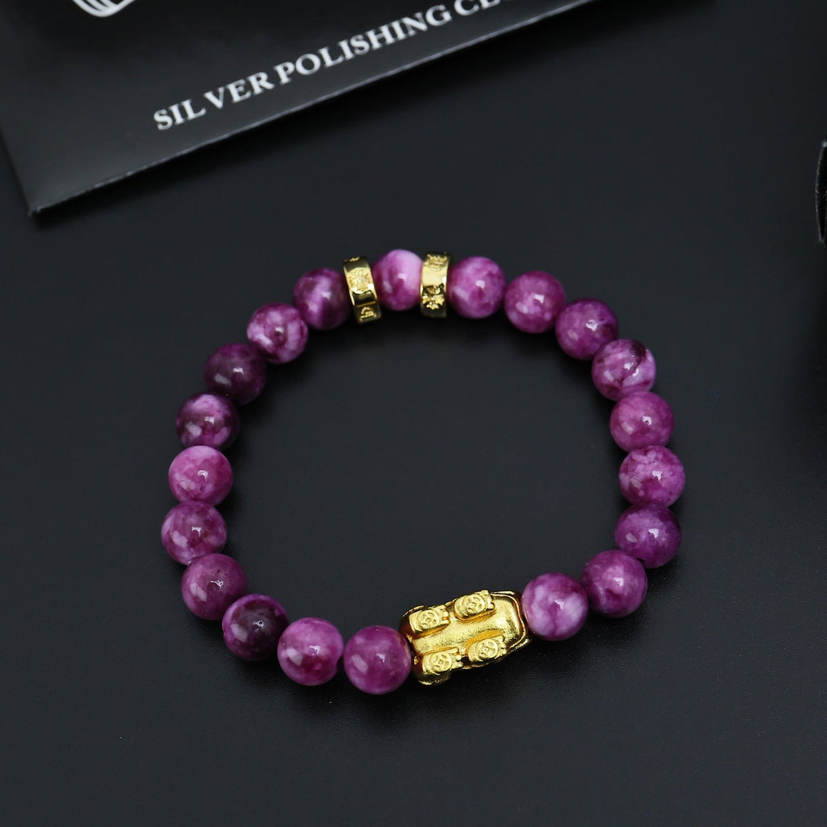 Martin Graham beaded bracelet in polished metal-tone – front product view