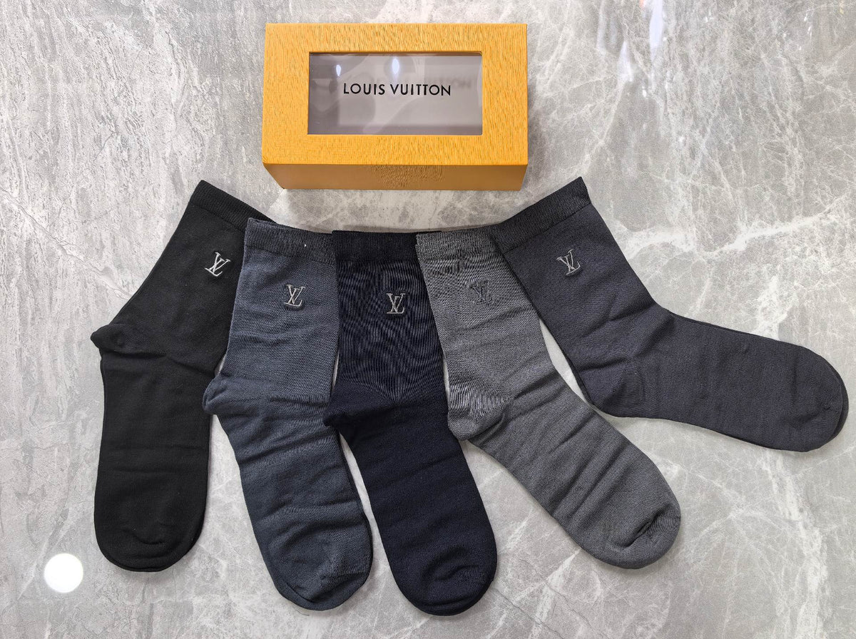 Louis Vuitton Modal Contrast Initial Crew Socks - 5-Pair Set
