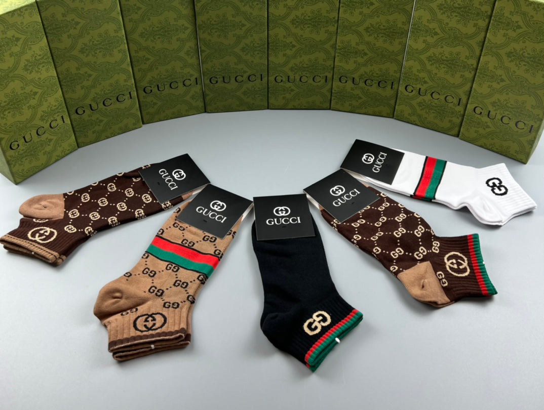 Gucci Mixed Monogram Ankle Socks - Box of 5 Pairs