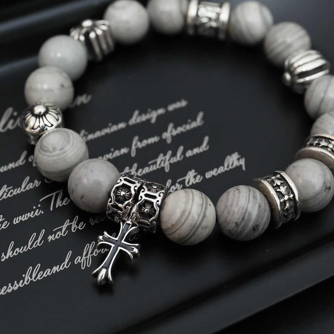 Martin Graham beaded bracelet in polished metal-tone – front product view
