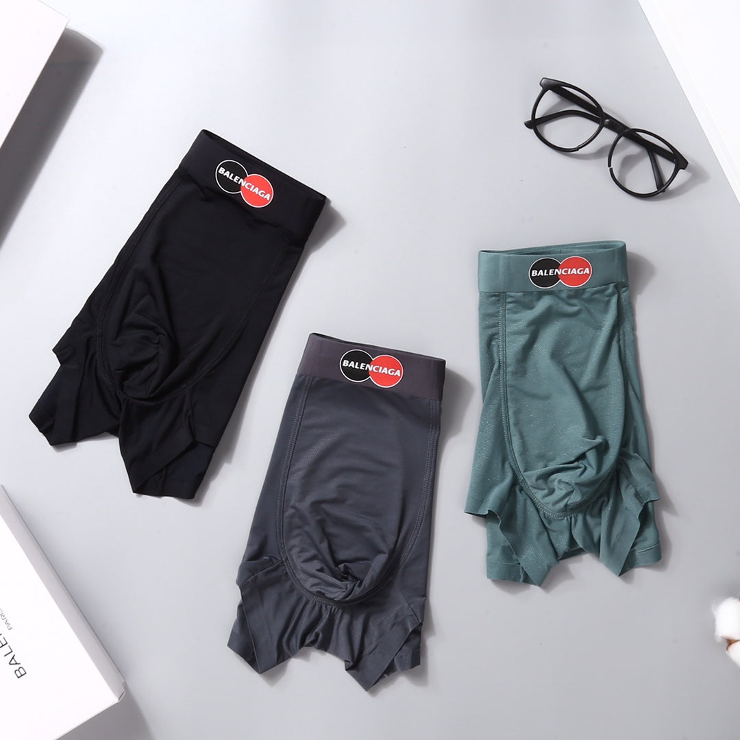 Balenciaga Contrast Logo Waistbands Men's Boxer Briefs - 3-Piece Box