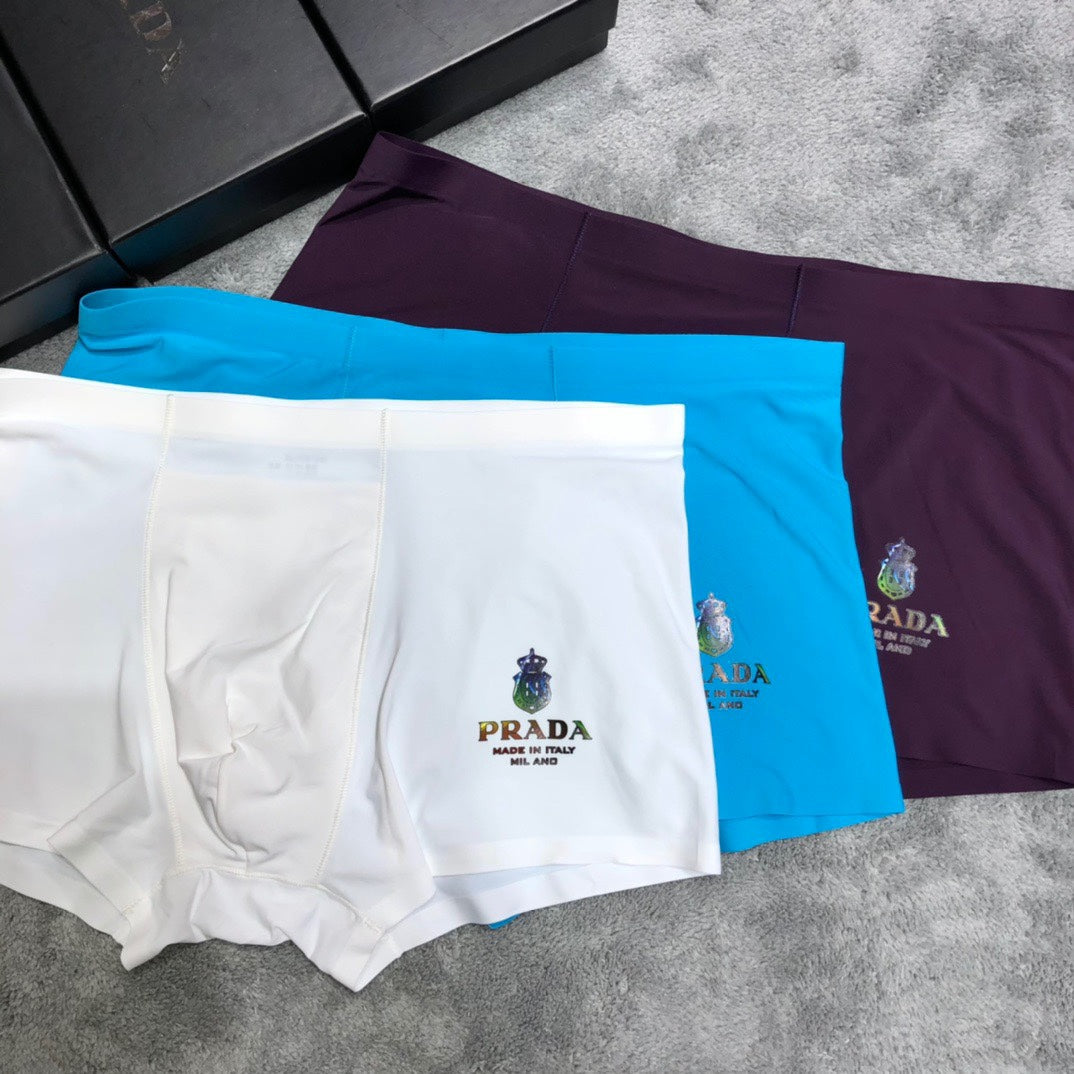 Prada Contrast Logo Waistbands Men's Boxer Briefs - 3-Piece Box