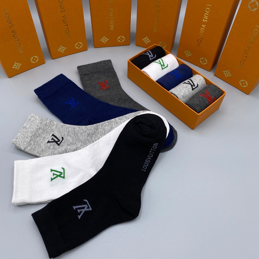 Louis Vuitton Logo Crew Socks - 5-Pair Box
