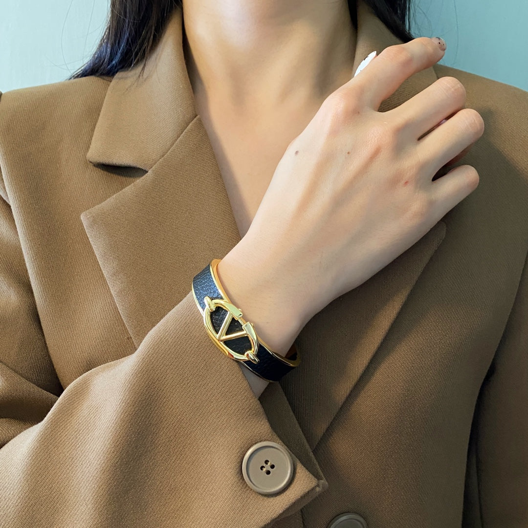 Martin Graham cuff bracelet in polished metal-tone – front view