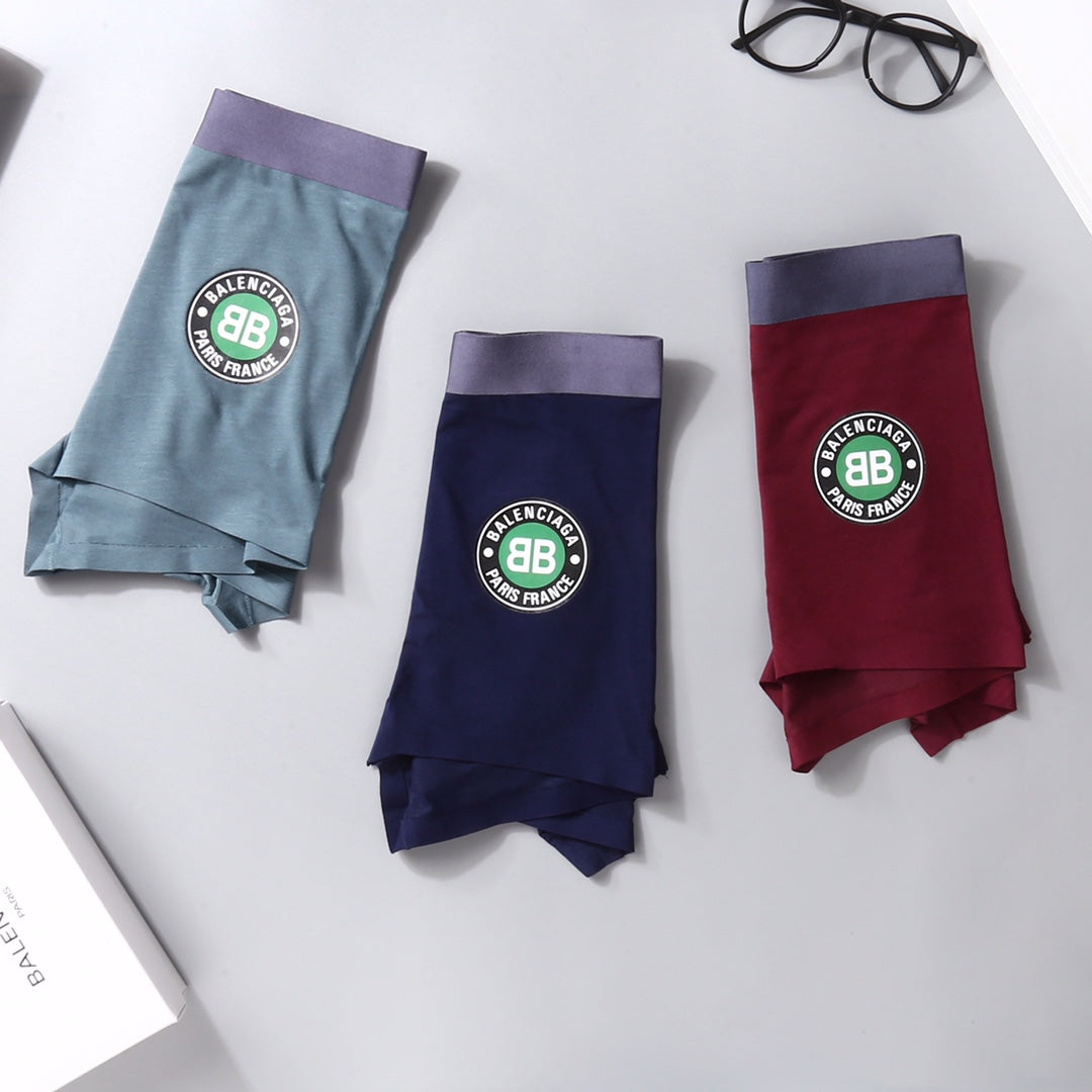 Balenciaga Circular Front Emblems Men's Boxer Briefs - 3-Piece Box