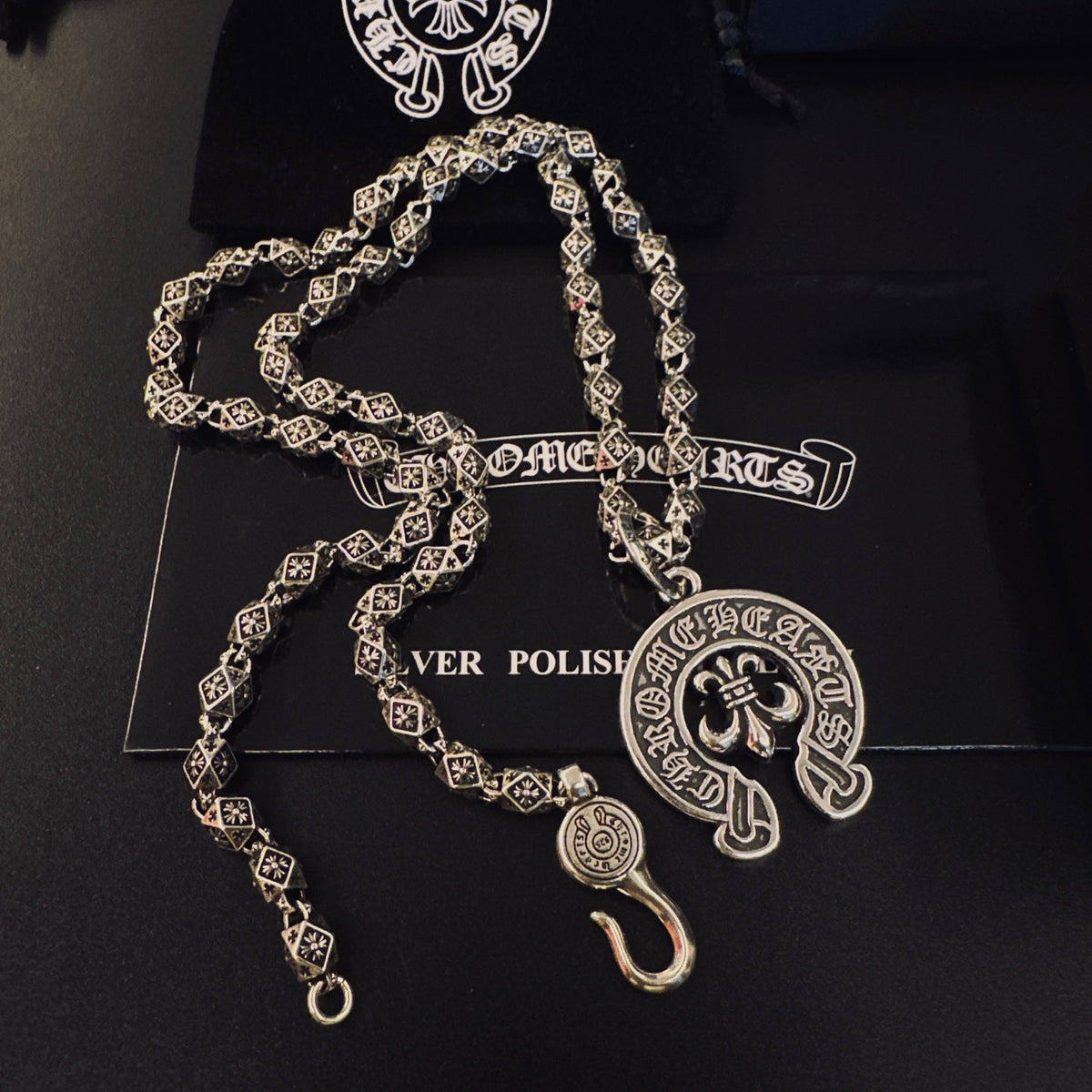 Martin Graham pendant necklace in polished metal-tone – front product view