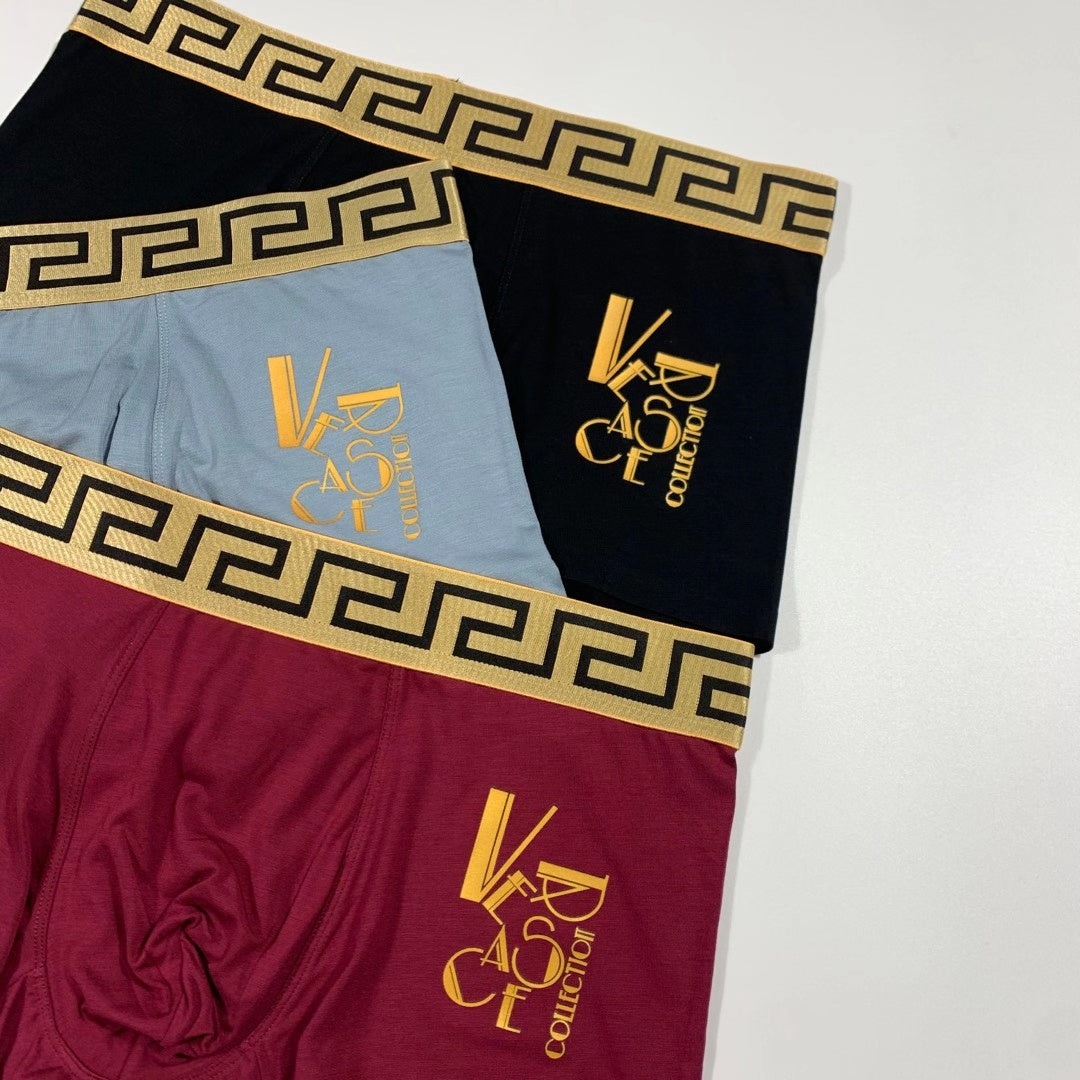 Versace Gold Graphic Men's Trunk Underwear - 3-Piece Box