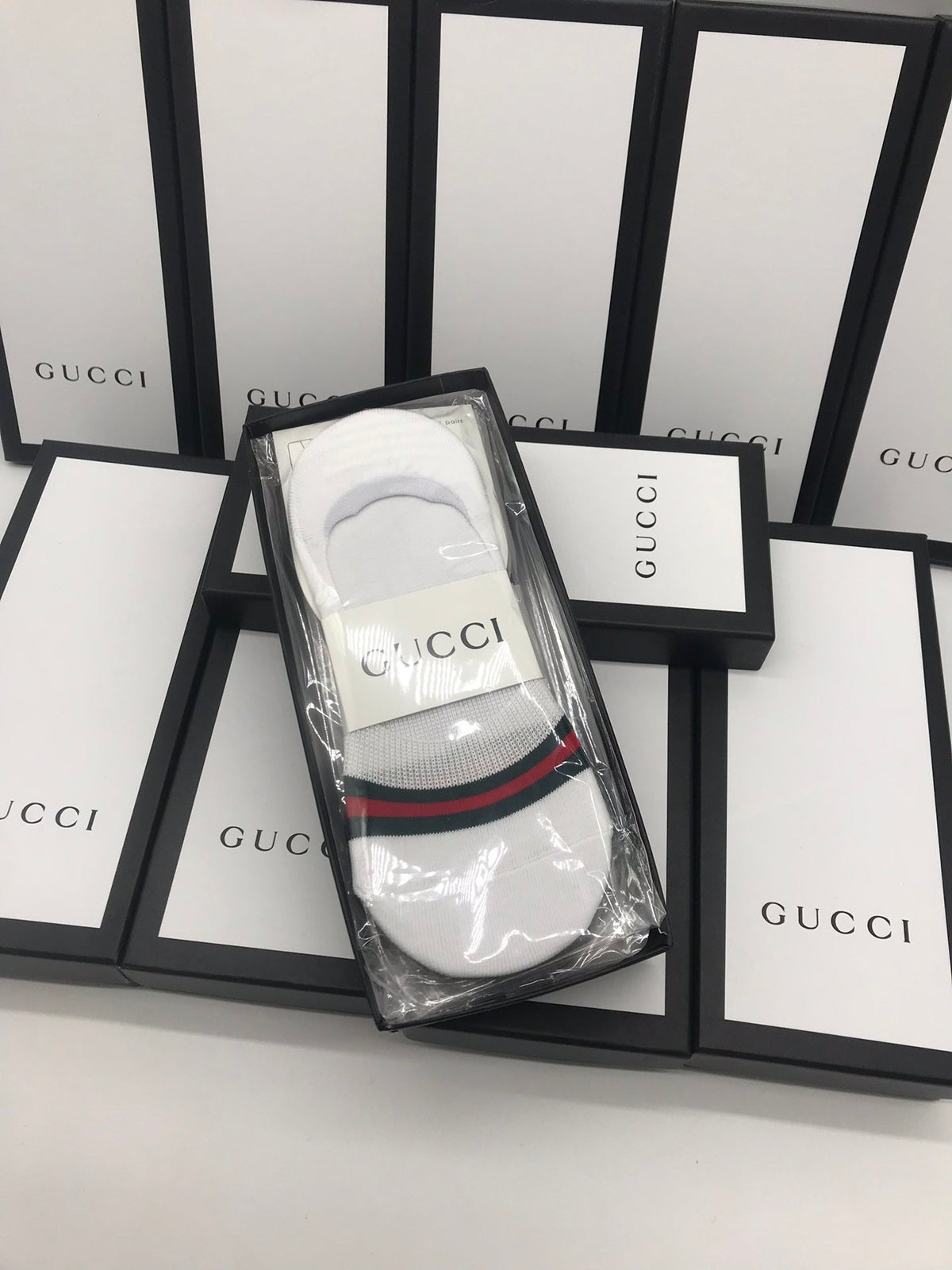 Gucci Cotton Visible Logo, Stripe Or Motif Details Crew Socks - 5-Pair Set