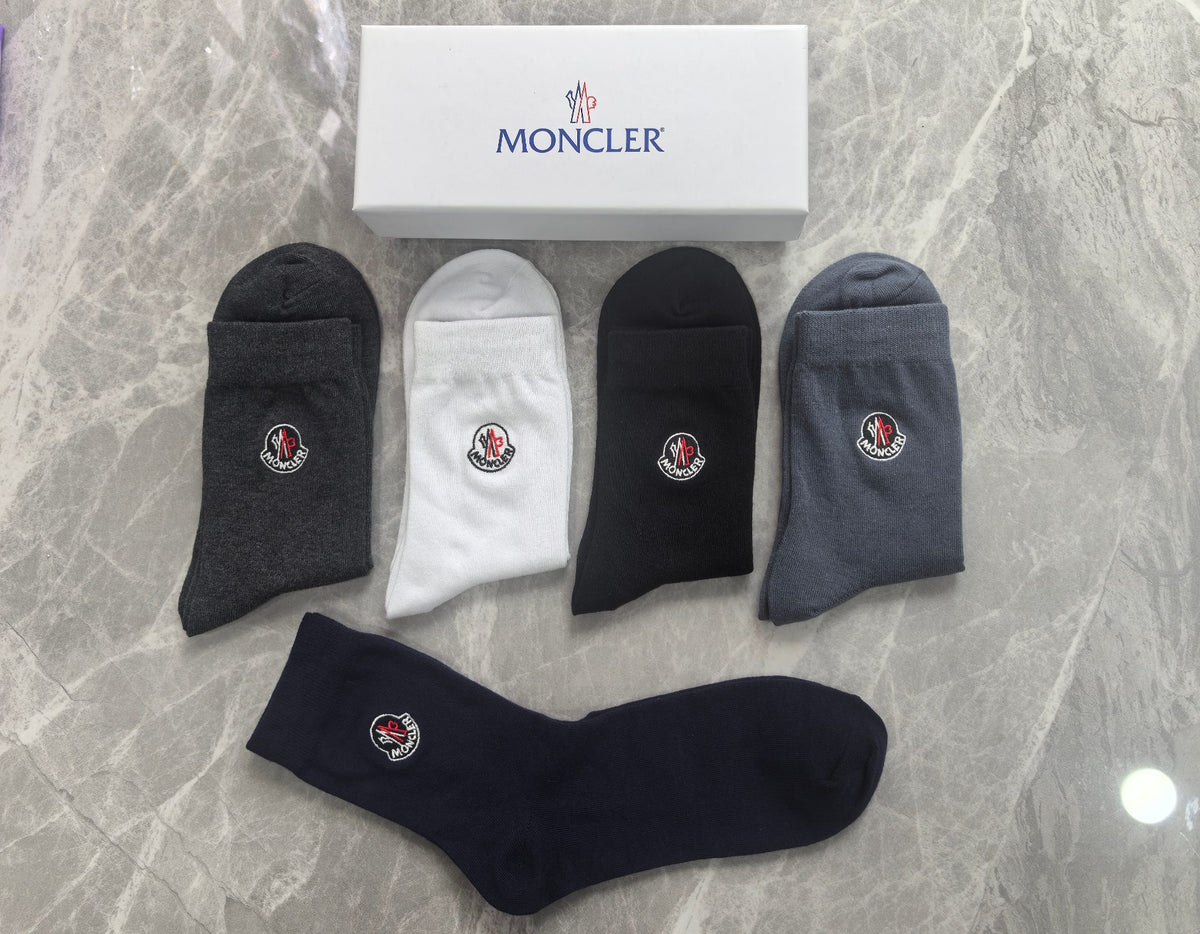 Moncler Small Round Emblems Crew Socks - 5-Pair Set
