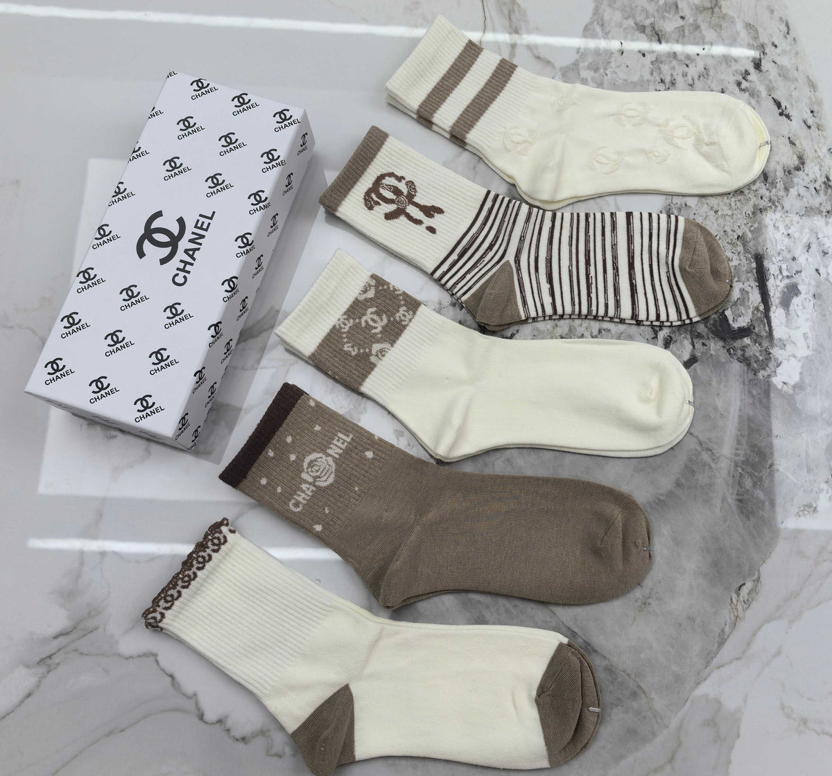 Chanel Modal Blend Crew Socks - 5-Pair Set