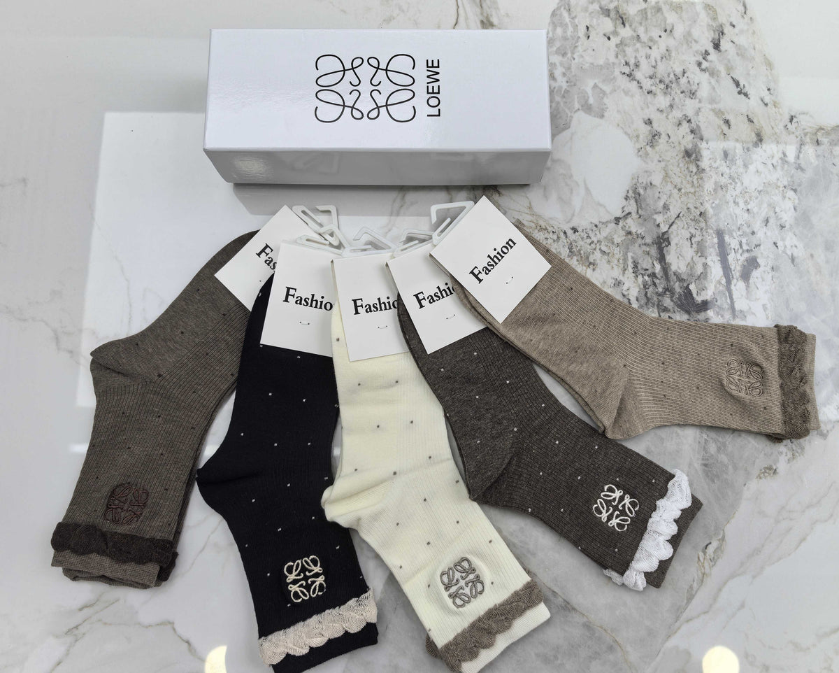 Loewe Combed Cotton Crew Socks - 5-Pair Set