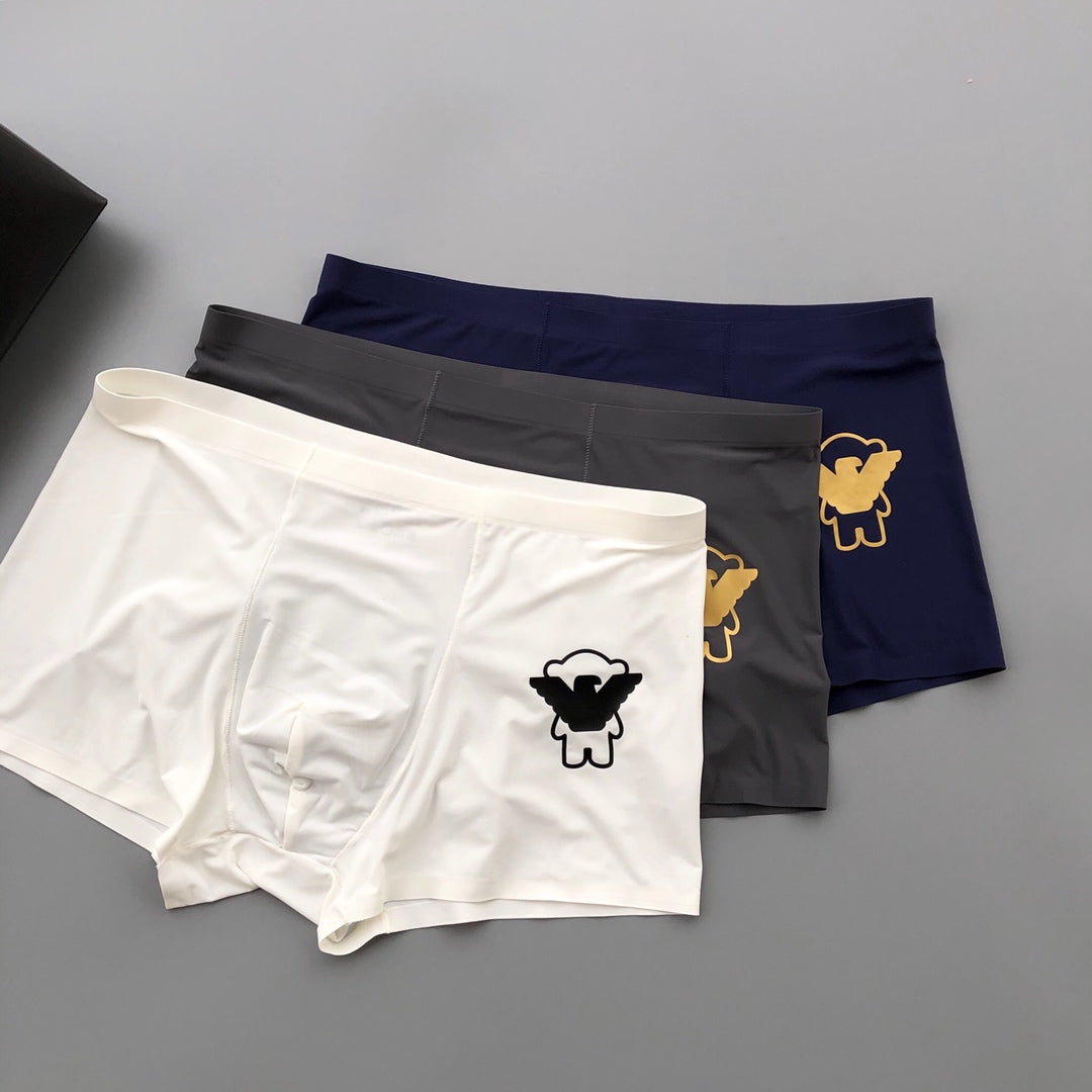 Armani Milk-Silk Bear Series Seamless-Cut Men's Boxer Briefs - 3-Piece Box