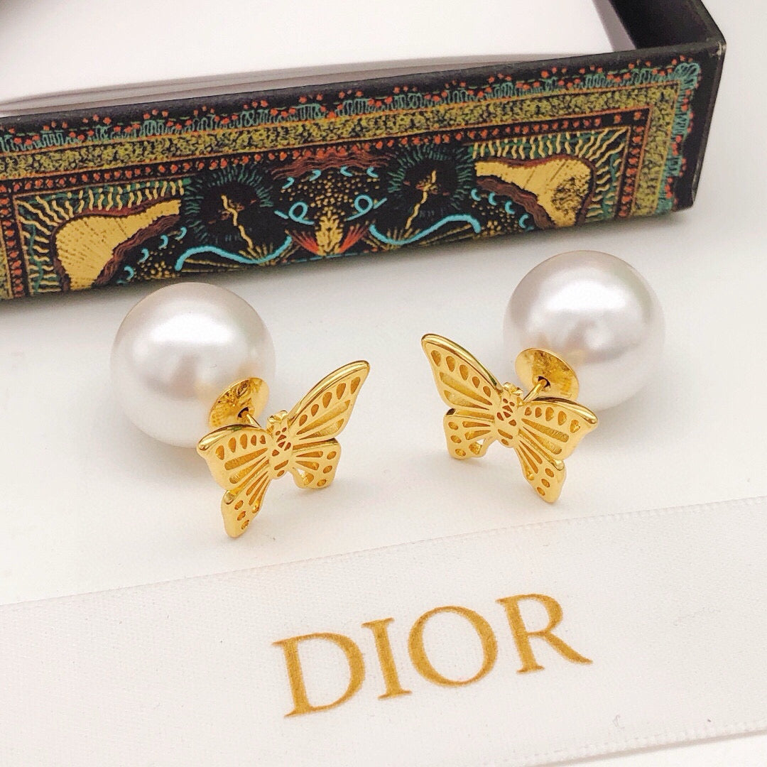Martin Graham stud earrings in polished metal-tone – front view