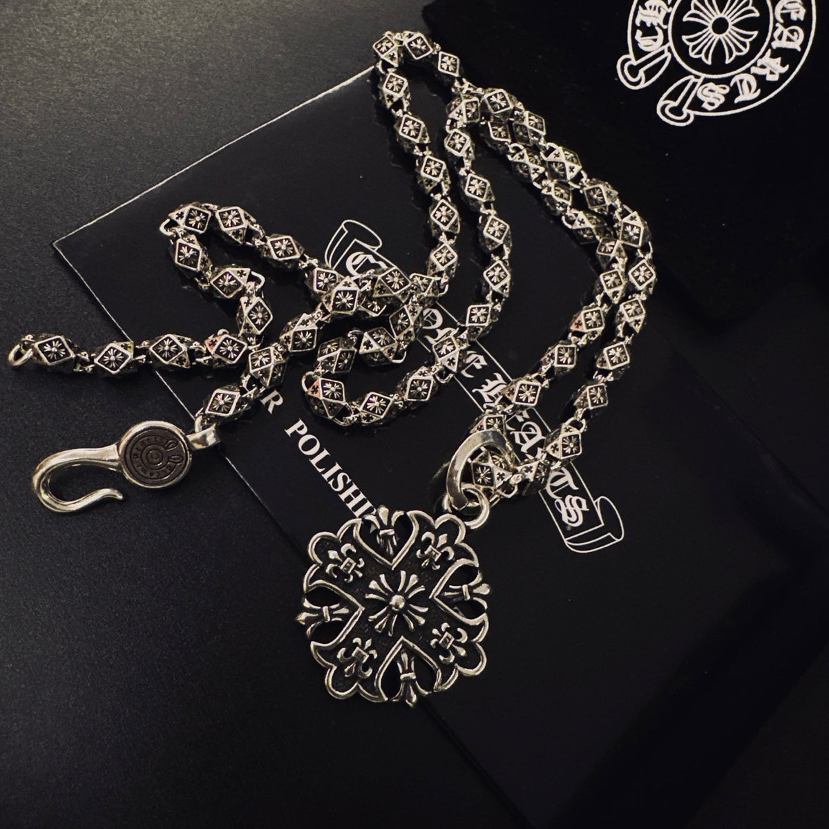 Martin Graham pendant necklace in polished metal-tone – front product view