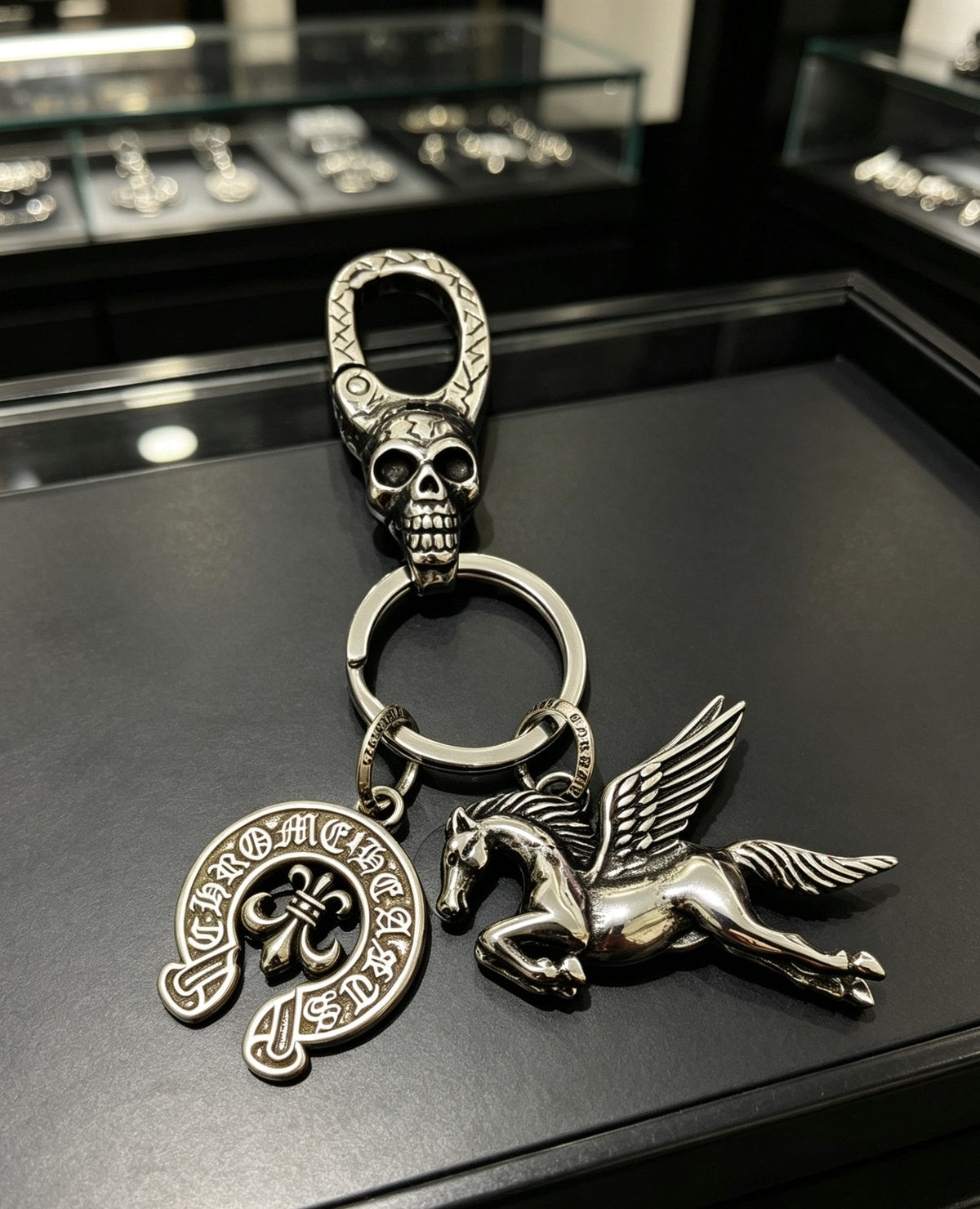 Martin Graham keychain in polished metal-tone – front product view
