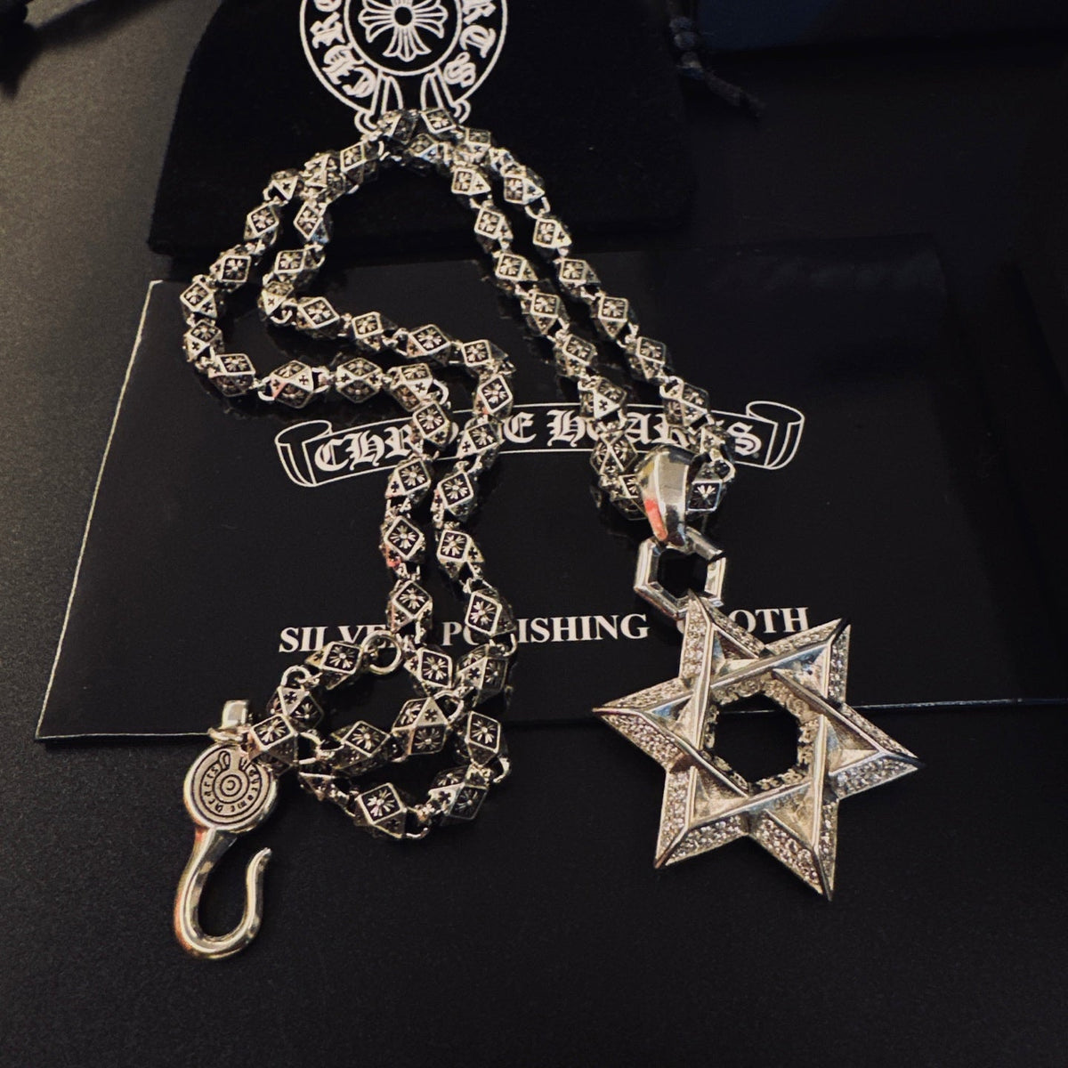Martin Graham pendant necklace in polished metal-tone – front product view
