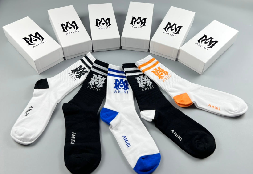 Amiri Colourful Crest-Style Graphics Crew Socks - 5-Pair Set