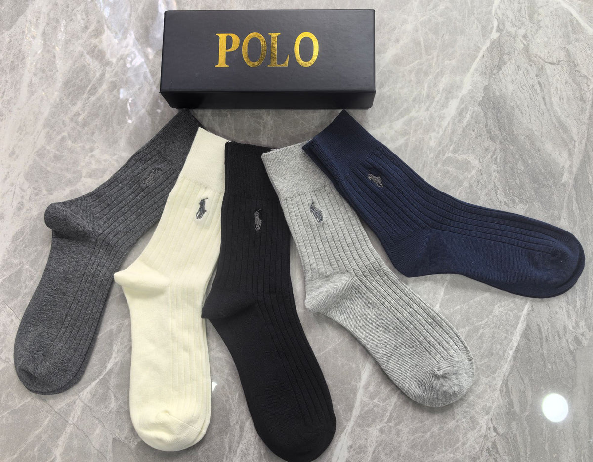 Polo Cotton Crew Socks - 5-Pair Set