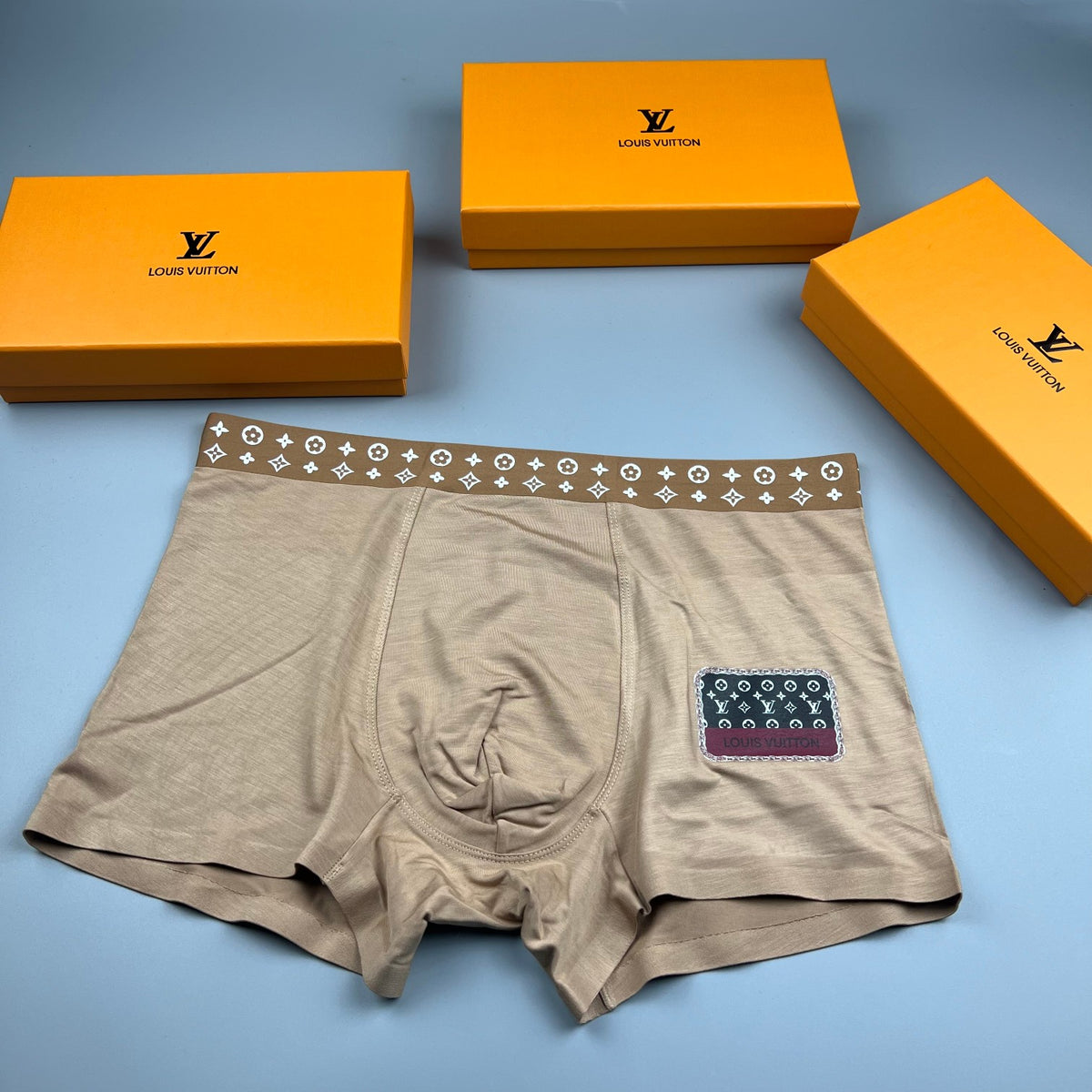 Louis Vuitton Modal-Blend Patch Motif Men's Underwear - 3-Piece Box