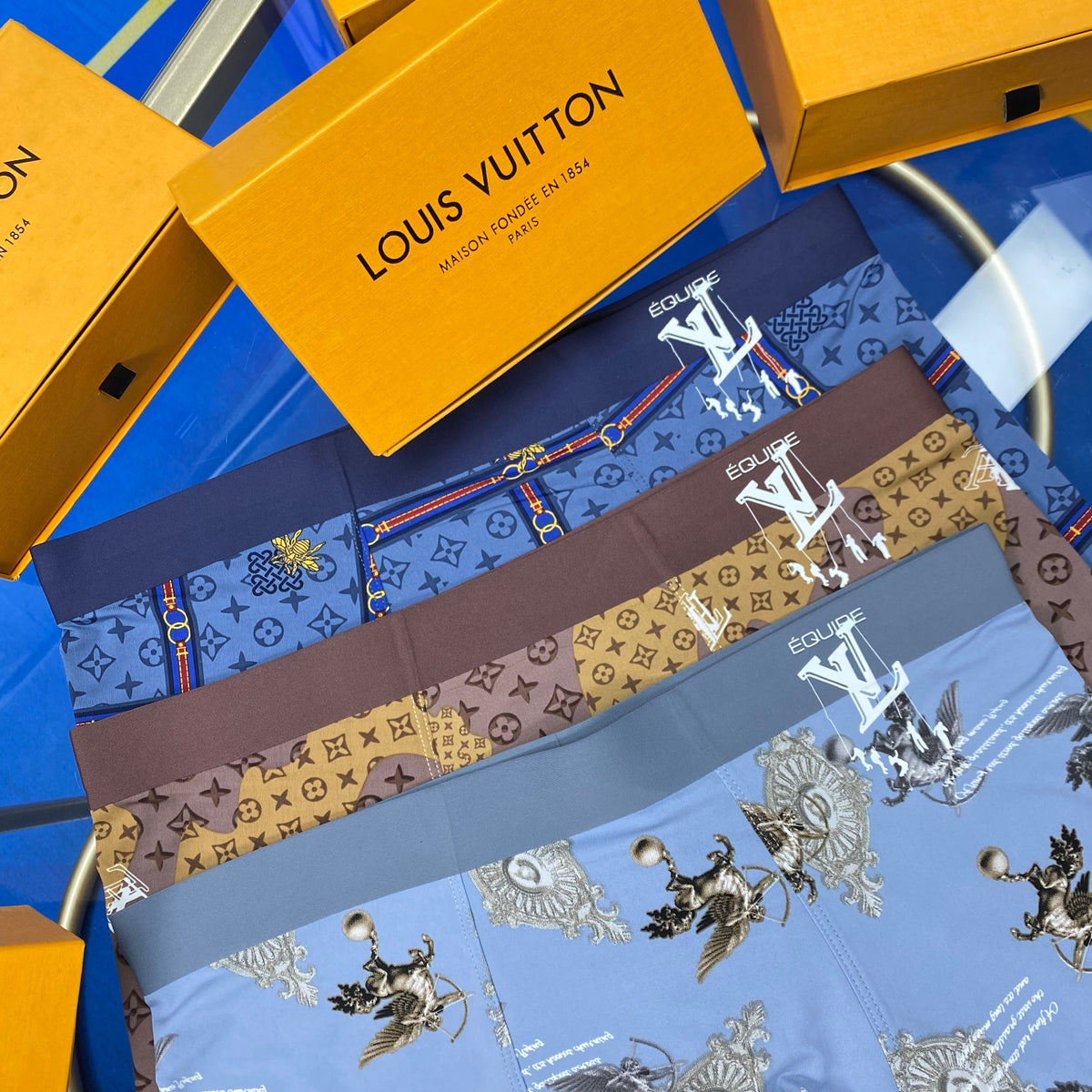 Louis Vuitton All-Over Animal And Monogram-Style Prints Men's Boxer Briefs - 3-Piece Box