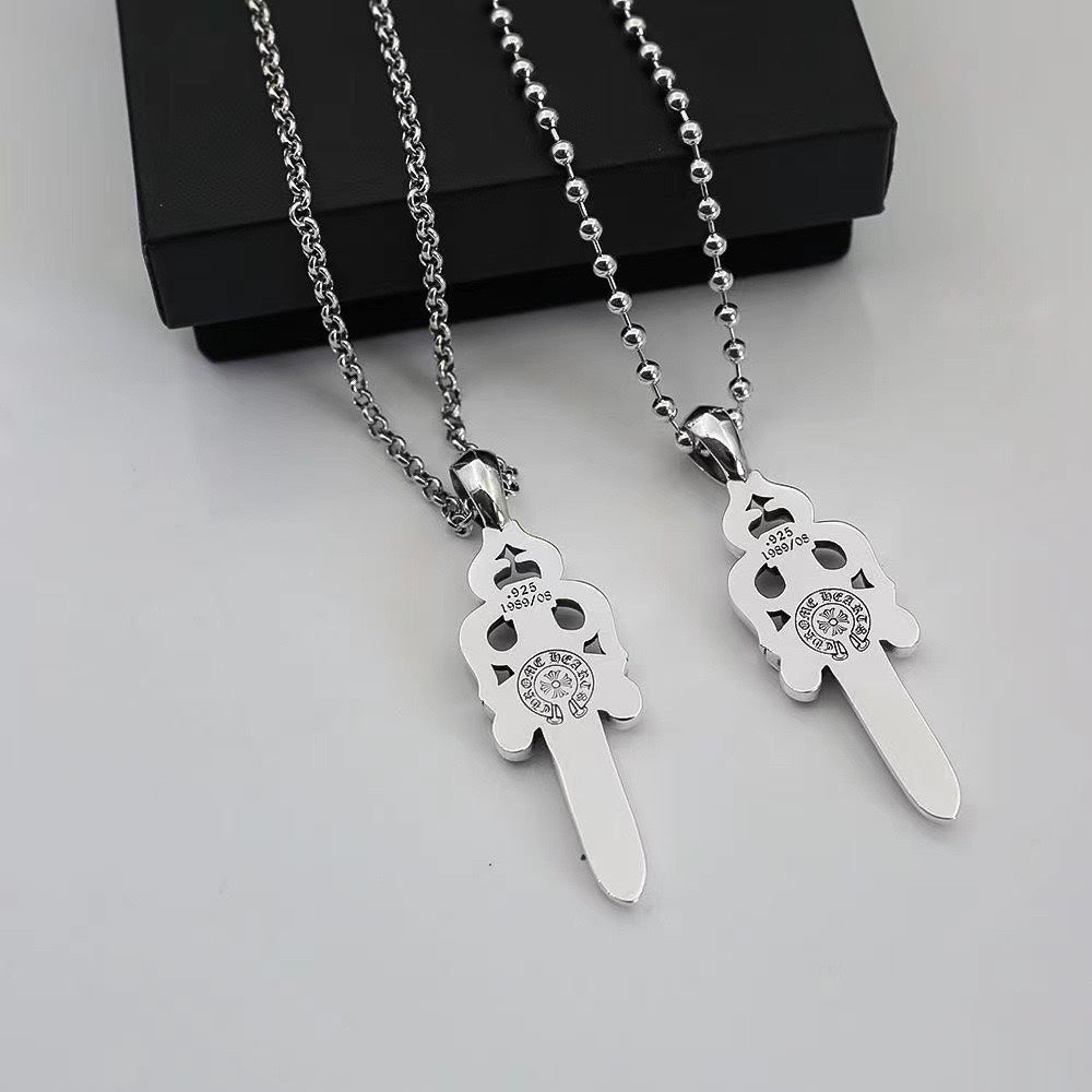 Martin Graham pendant necklace in polished metal-tone – front product view