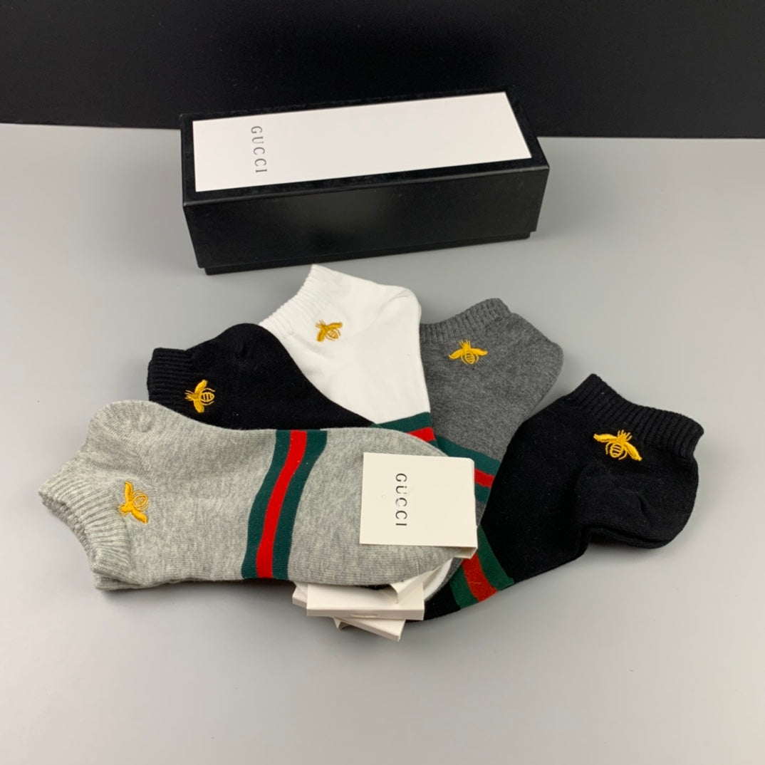 Gucci Bee Web-Stripe Ankle Socks