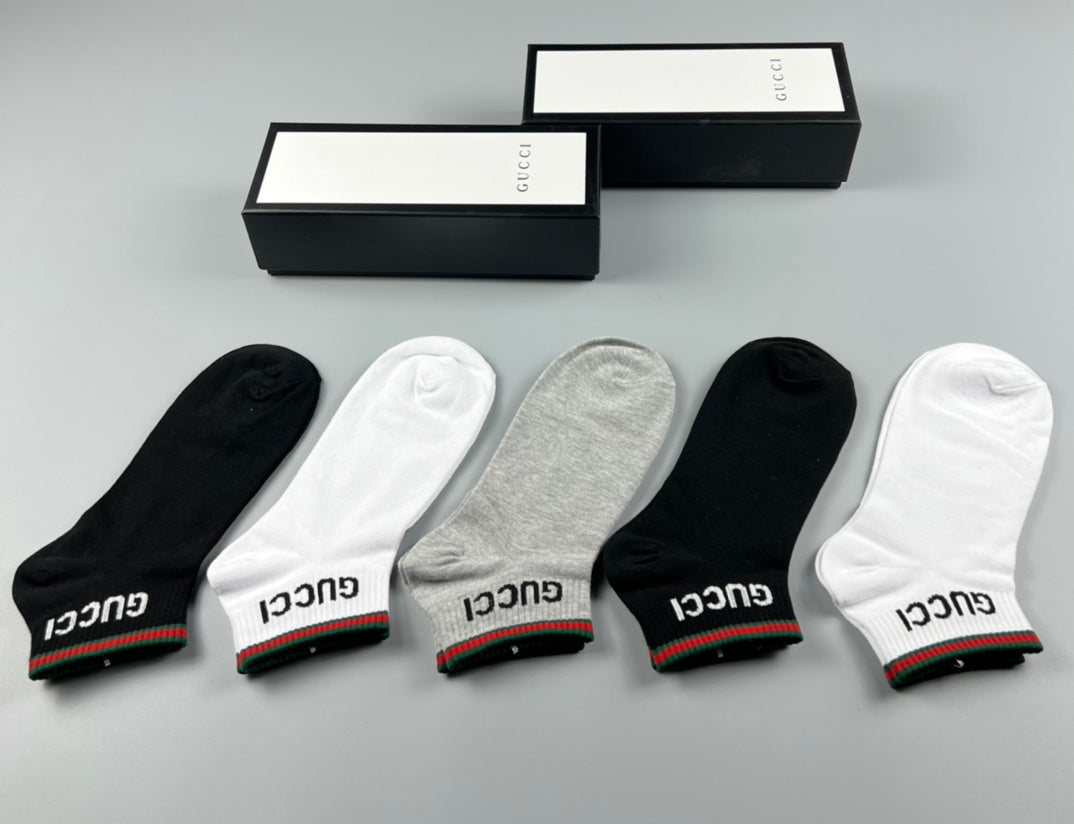 Gucci Red-And-Green Stripe No-Show Socks - 5-Pair Set