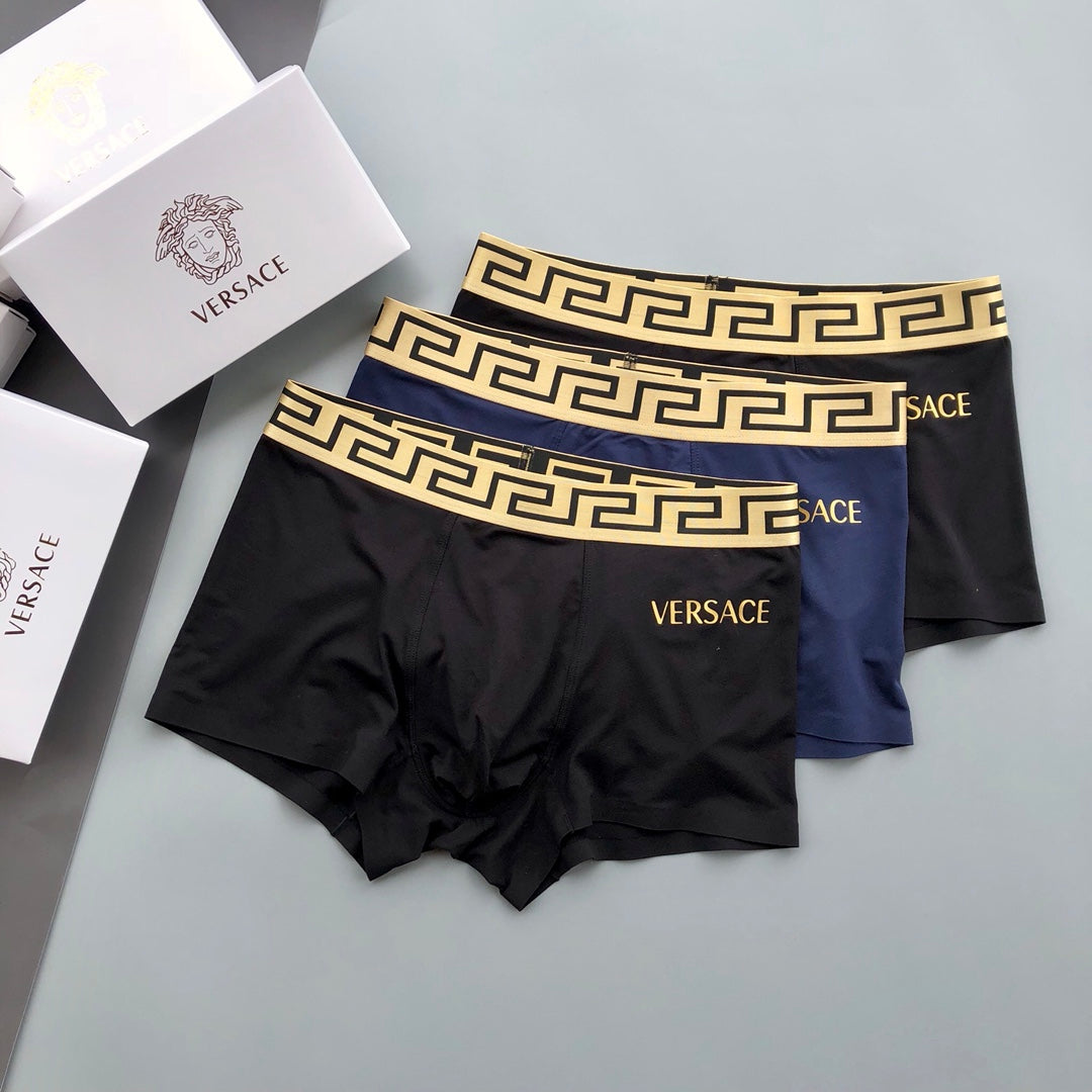 Versace 91% Modal & 9% Spandex Seamless-Cut Men's Boxer Briefs - 3-Piece Box