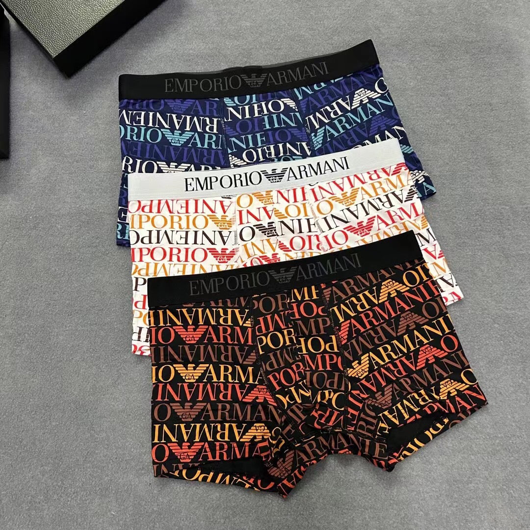 Armani Modal Contrast Waistbands And Understated Front Branding Men's Boxer Briefs - 3-Piece Box