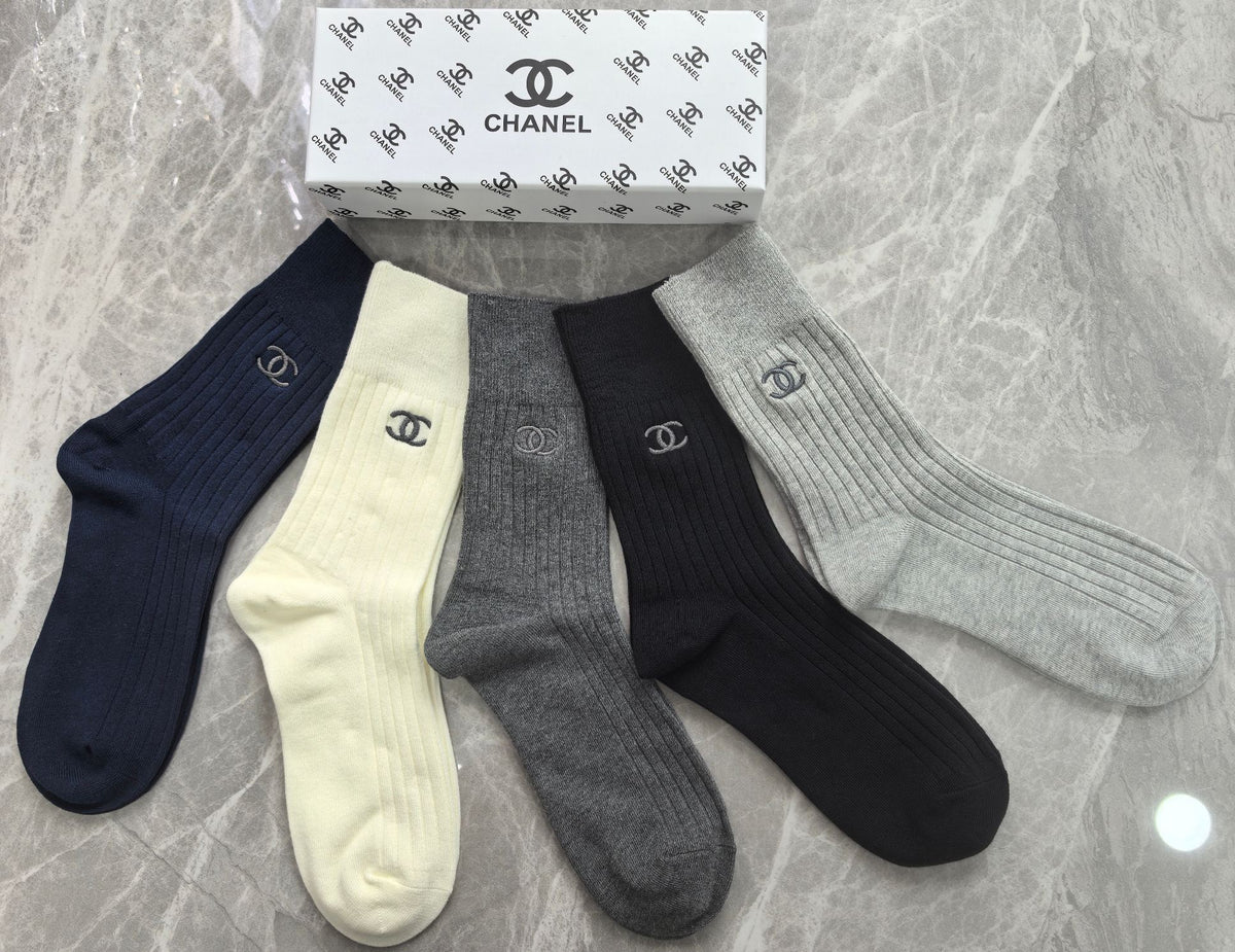 Chanel Small Emblem Crew Socks - 5-Pair Set