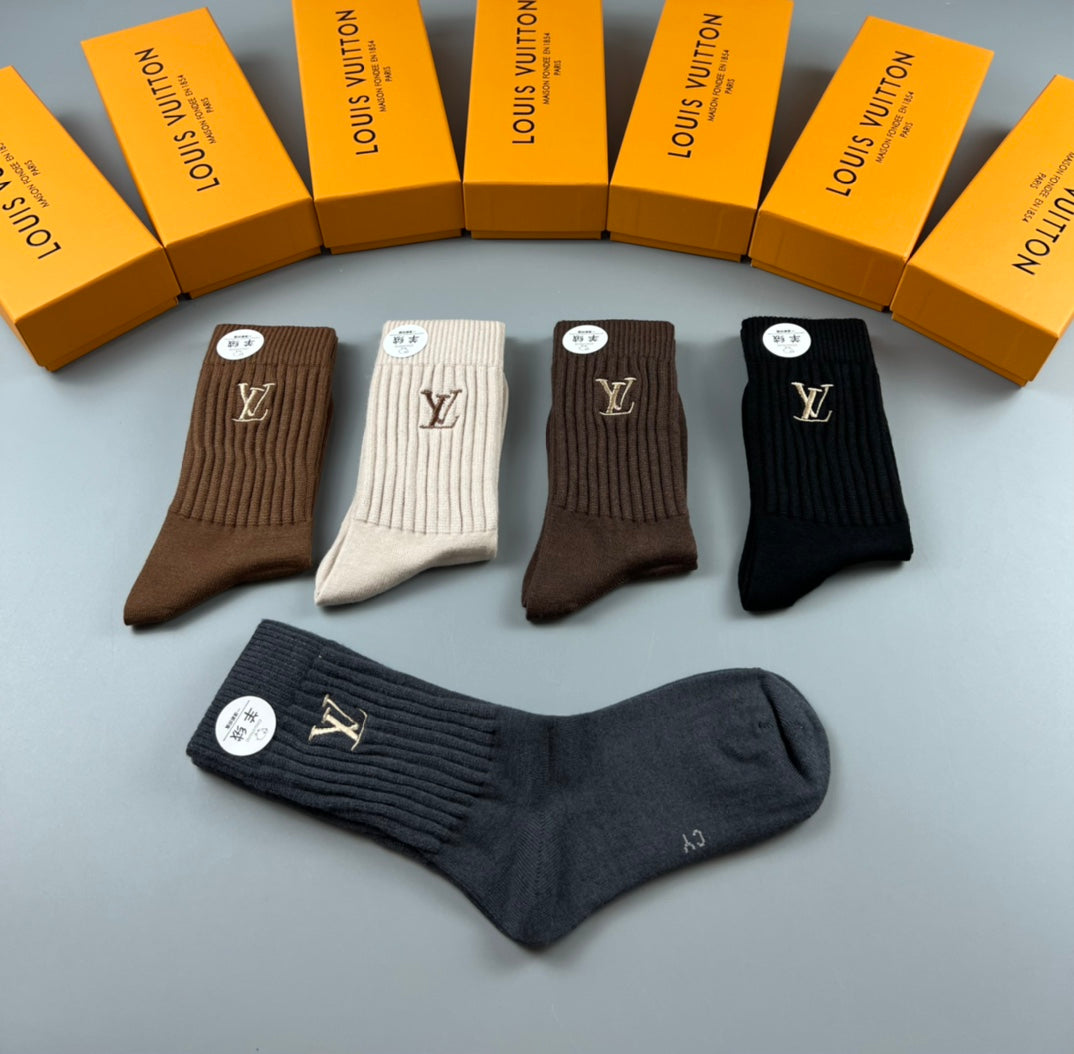 Louis Vuitton Ribbed Motif Crew Socks - 5-Pair Box