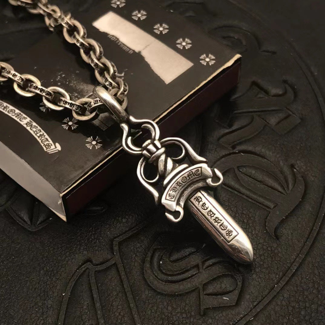 Martin Graham pendant necklace in polished metal-tone – front product view