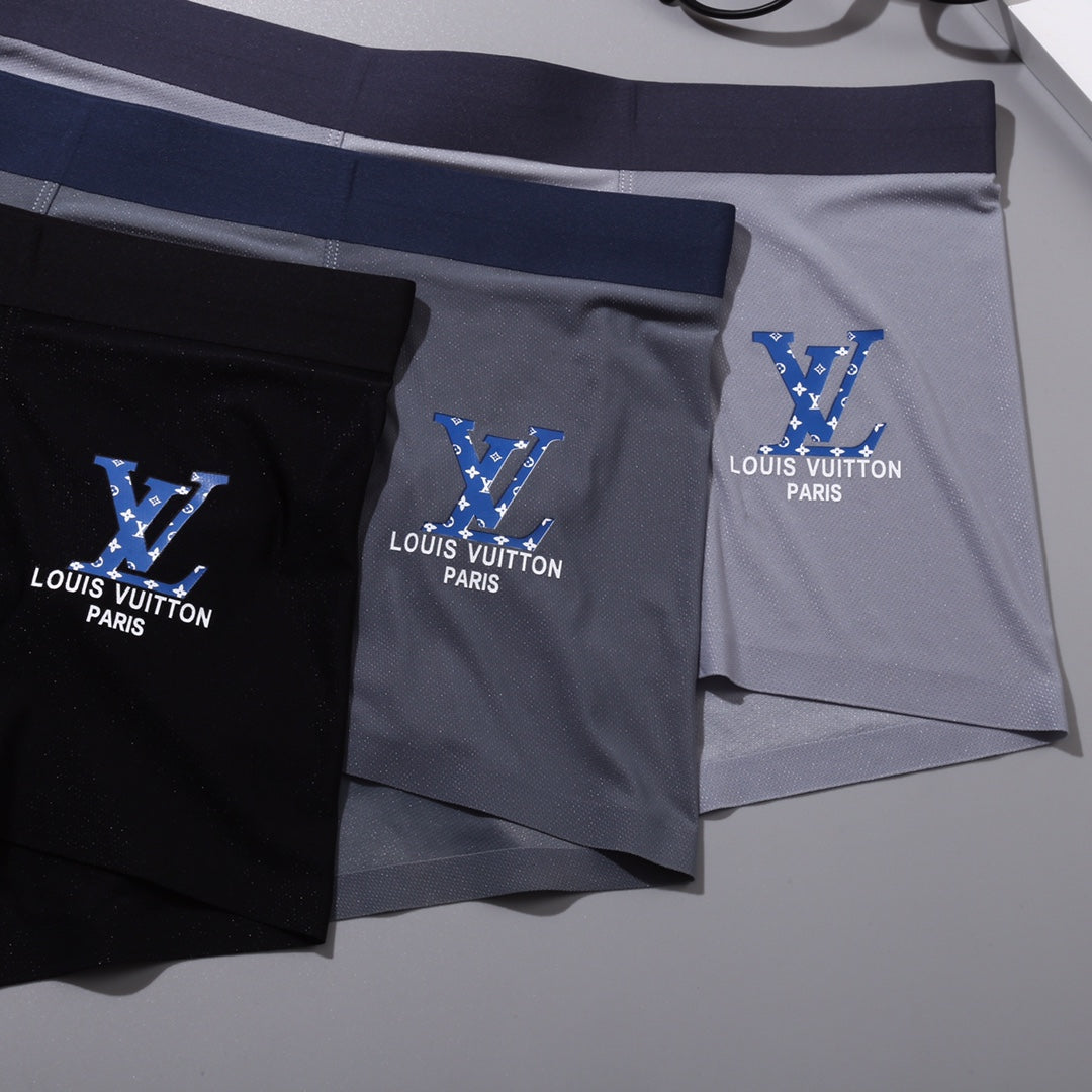 Louis Vuitton Blue Logo Cotton-Blend Boxer Briefs - Box of 3