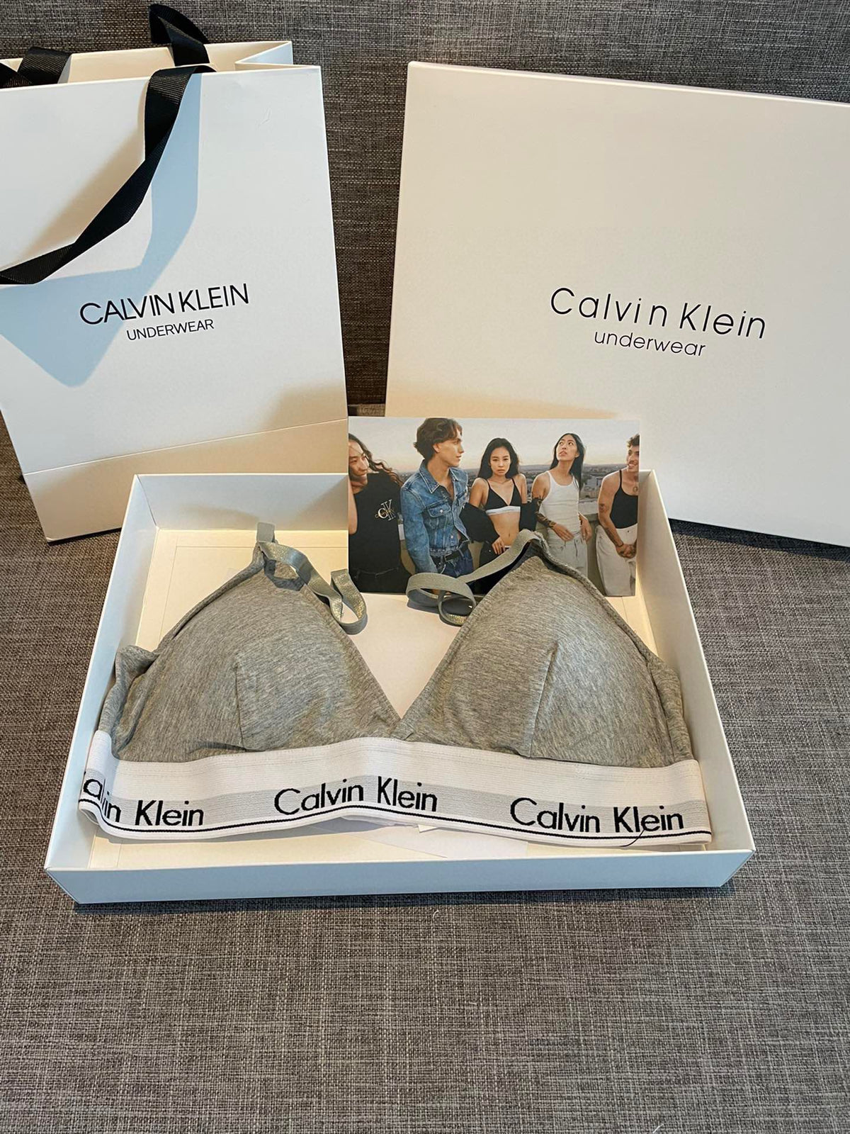 Calvin Klein Heather Grey Triangle Bra and Brief Set Women's Bra & Brief Set - 2-Piece Set