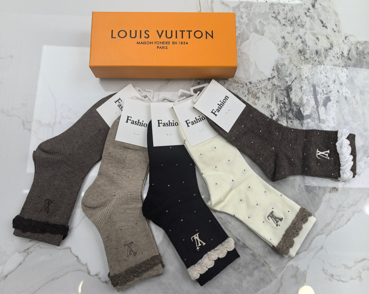 Louis Vuitton Combed Cotton Crew Socks - 5-Pair Set