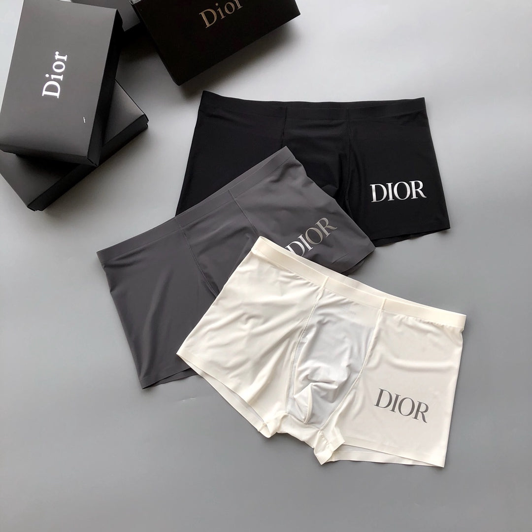 Dior Contrast Waistbands And Understated Front Branding Men's Boxer Briefs - 3-Piece Box