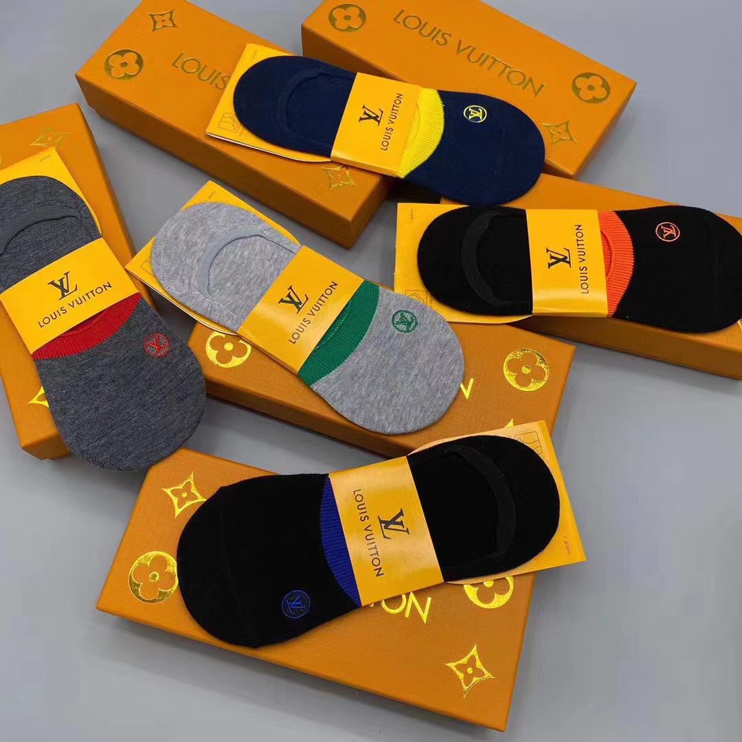 Louis Vuitton Varied Logo Treatments No-Show Socks - 5-Pair Set