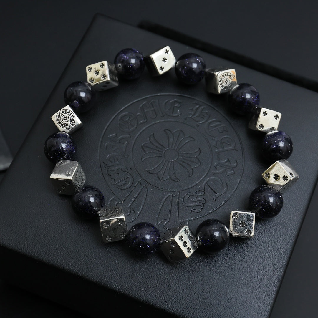 Martin Graham beaded bracelet in polished metal-tone – front product view