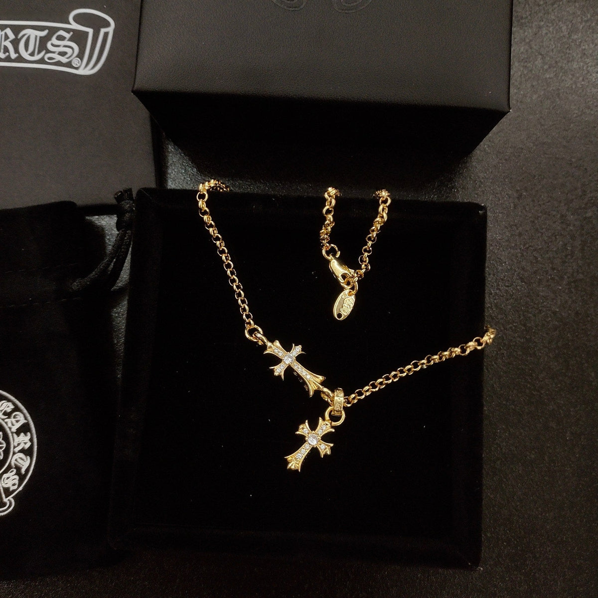 Martin Graham pendant necklace in polished metal-tone – front product view