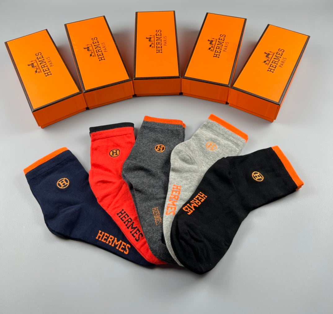 Hermes Colour Mix Crew Socks - 5-Pair Box